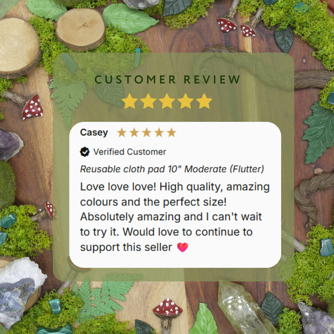 Handmade Reusable cloth pad 10" Moderate (LOA) - peacock