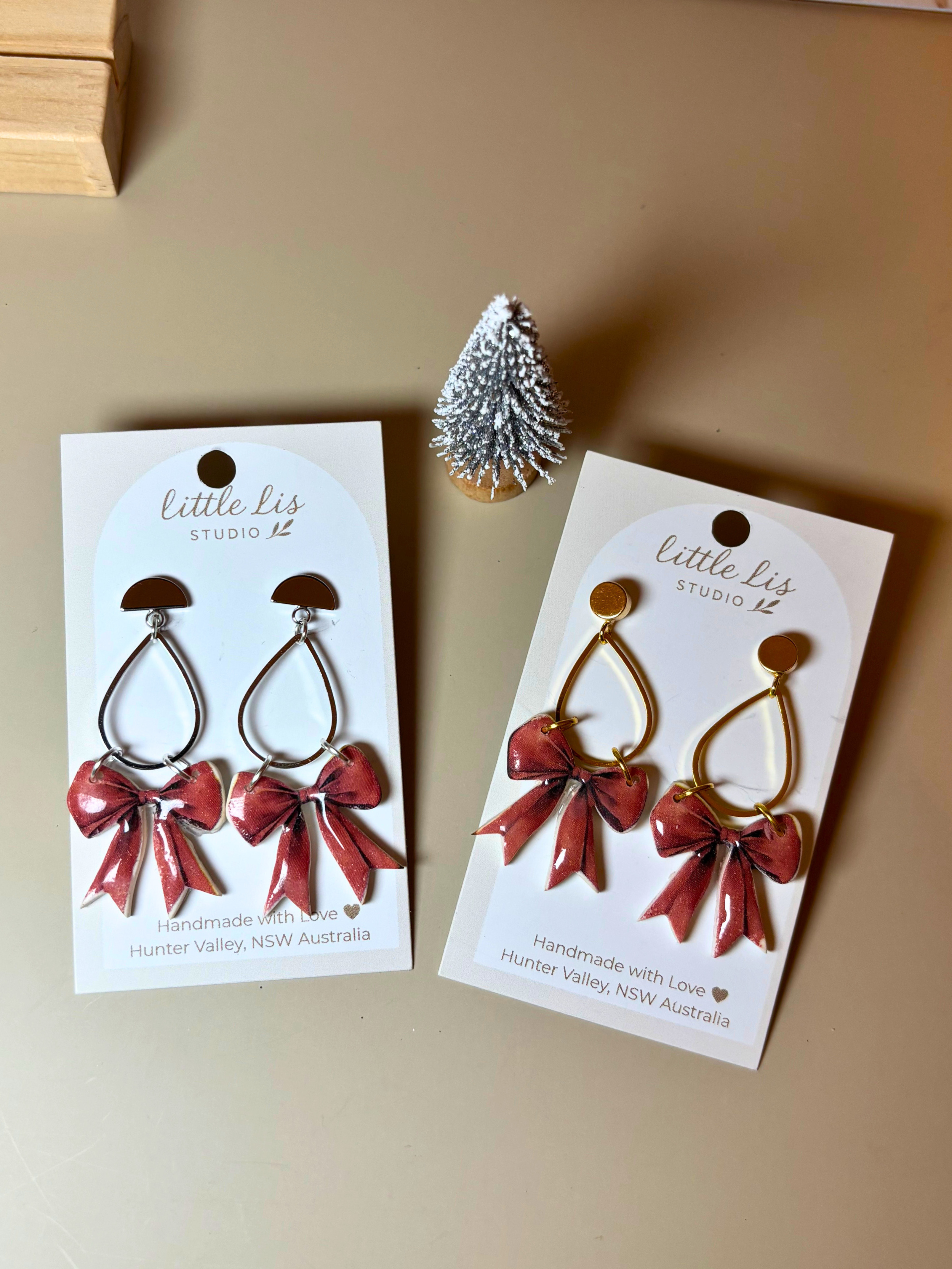 Vintage Christmas Bow Inspired Earrings