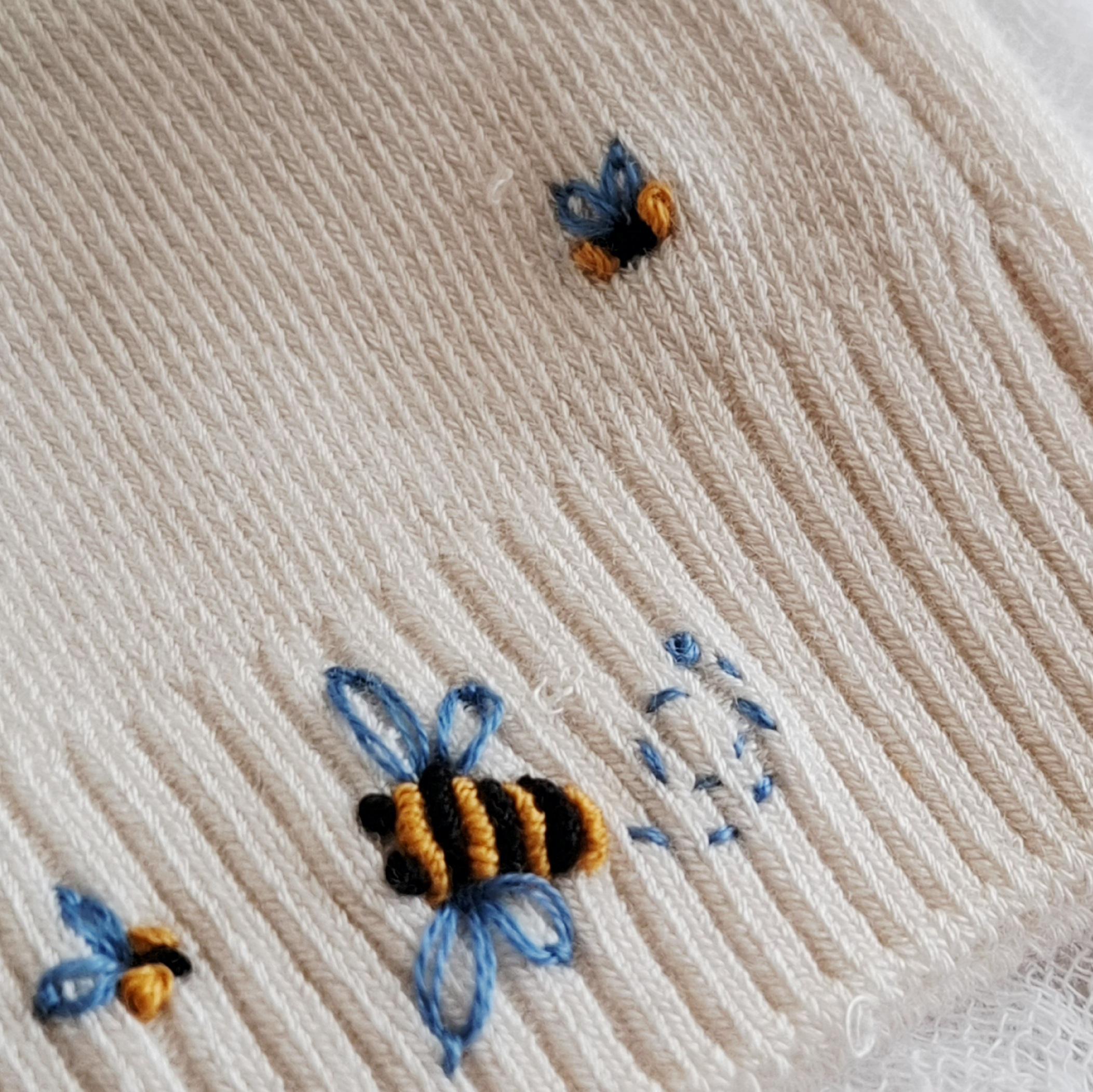 Hand Embroidered Baby Beanie, Socks, Mittens Set, Soft Knit Newborn Winter Essentials