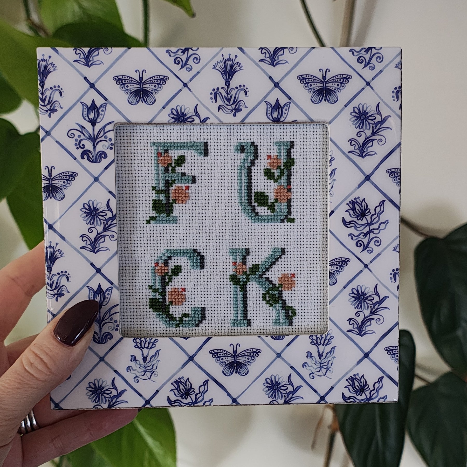 "F*ck" framed cross stitch