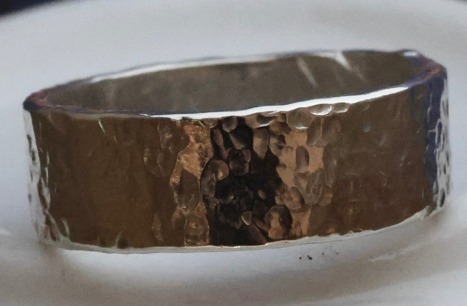 Simple Beaten Stirling Silver Ring