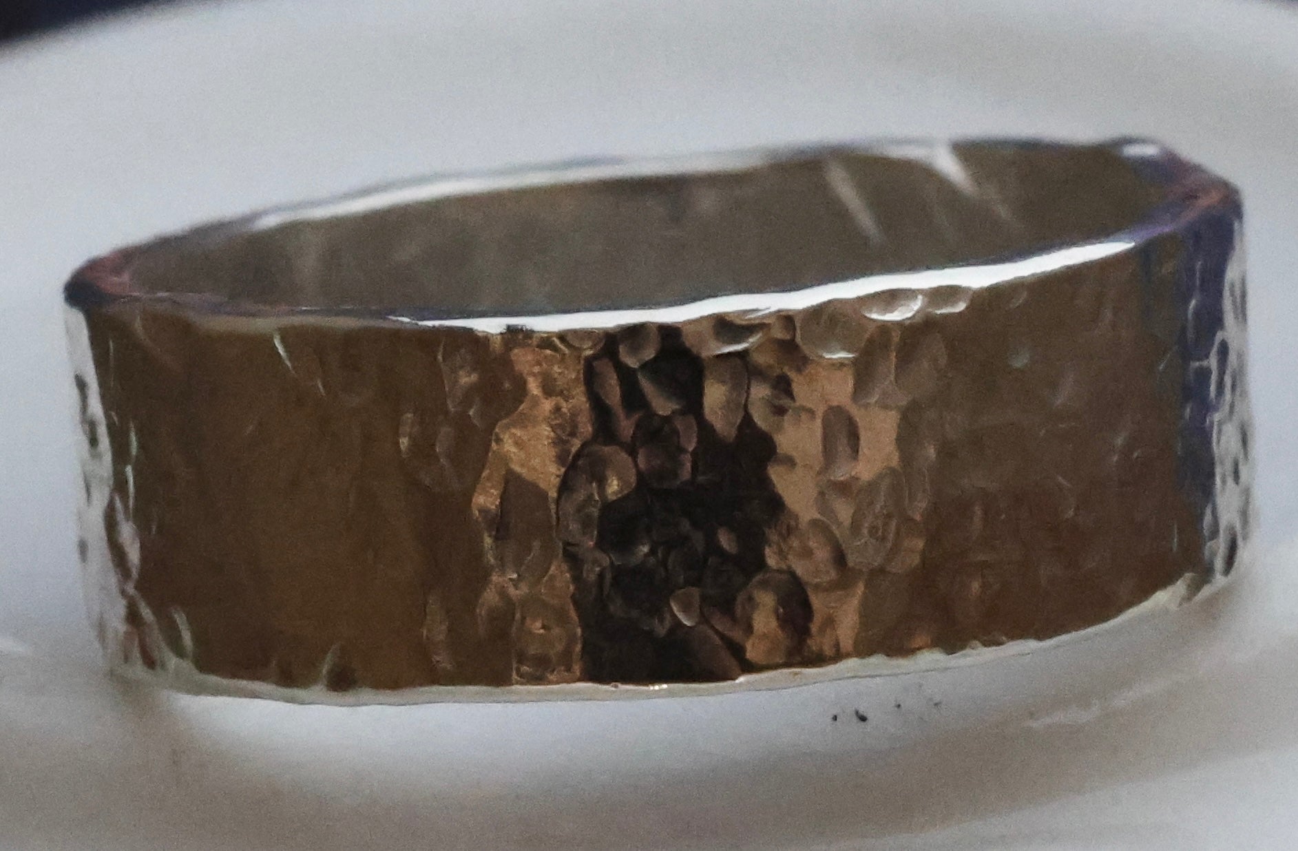 Simple Beaten Stirling Silver Ring