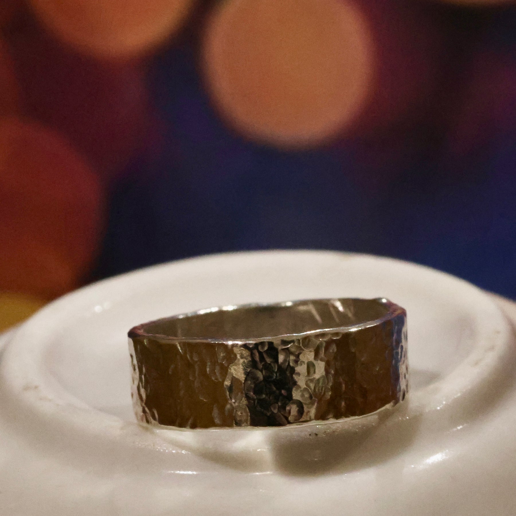 Simple Beaten Stirling Silver Ring