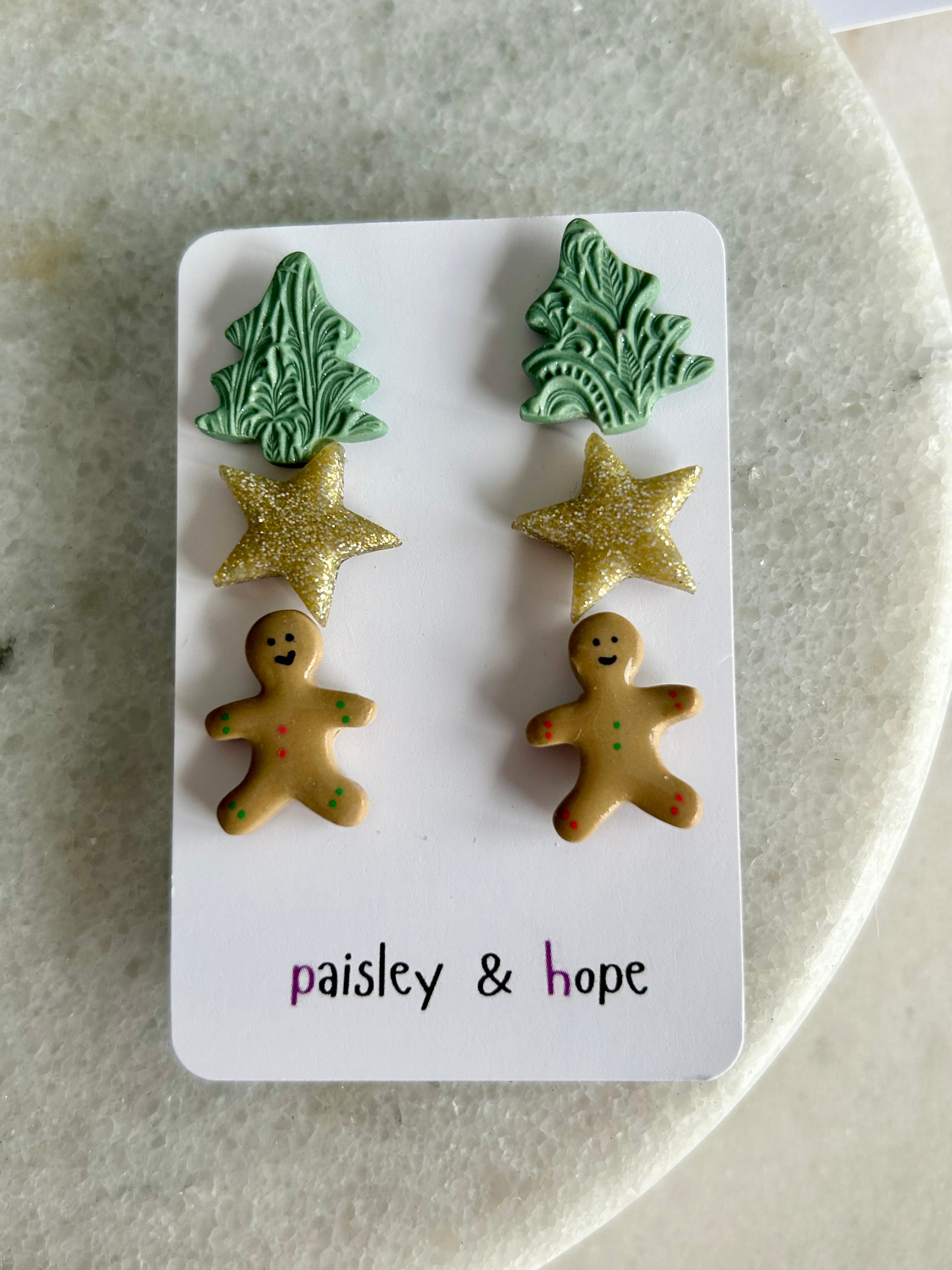 Polymer Clay Christmas Stud Pack - Choose design