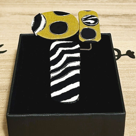 Brooch Black White Yellow Large - BC-51