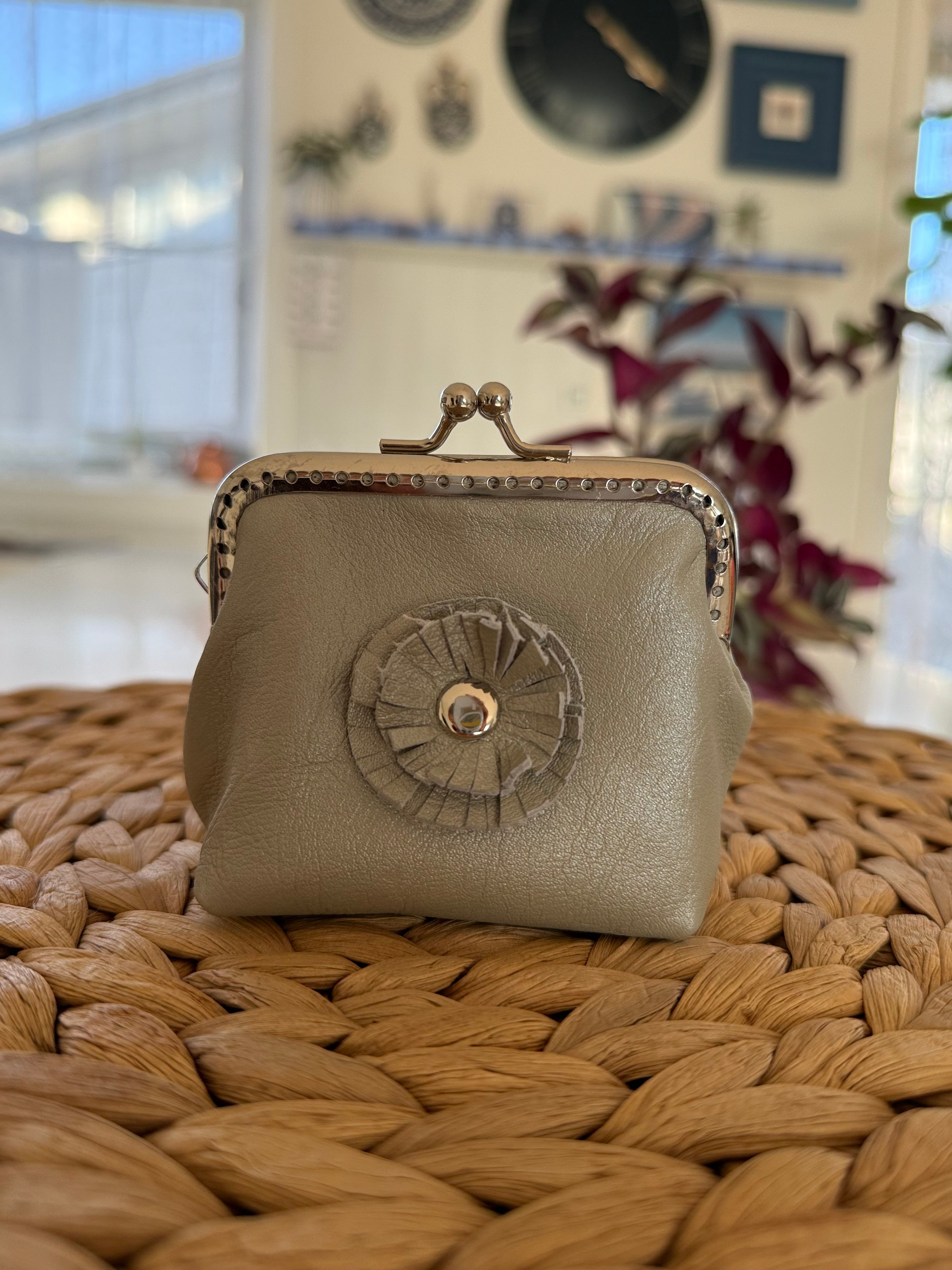 Coin purse with flower accent