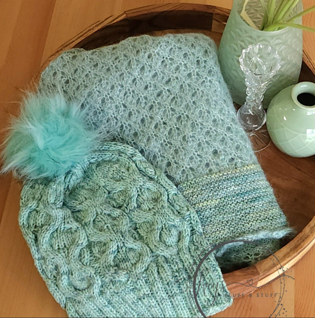 Hand-dyed Cabled Knit Slouchy Beanie
