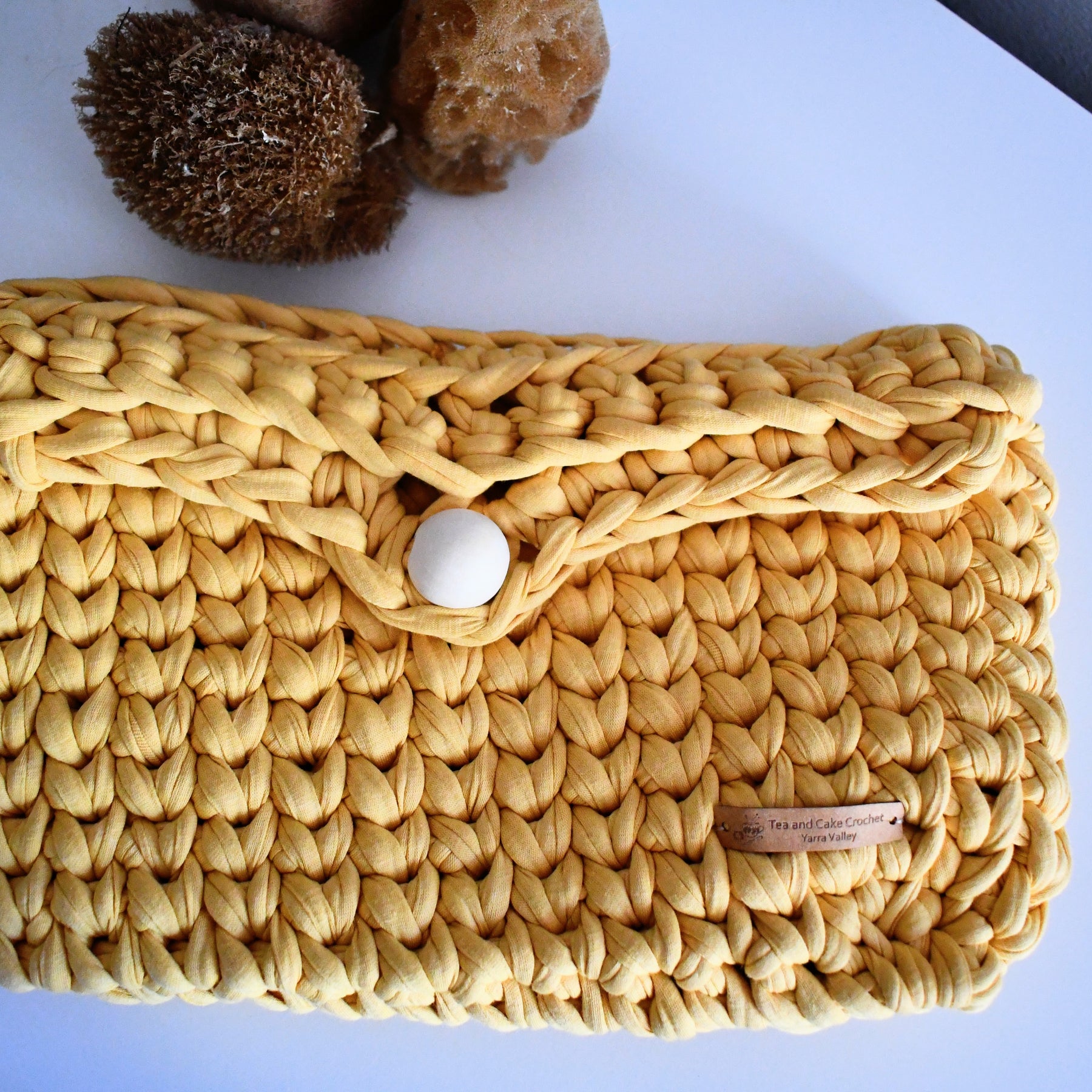 Handmade Crochet Clutch Bag Mustard