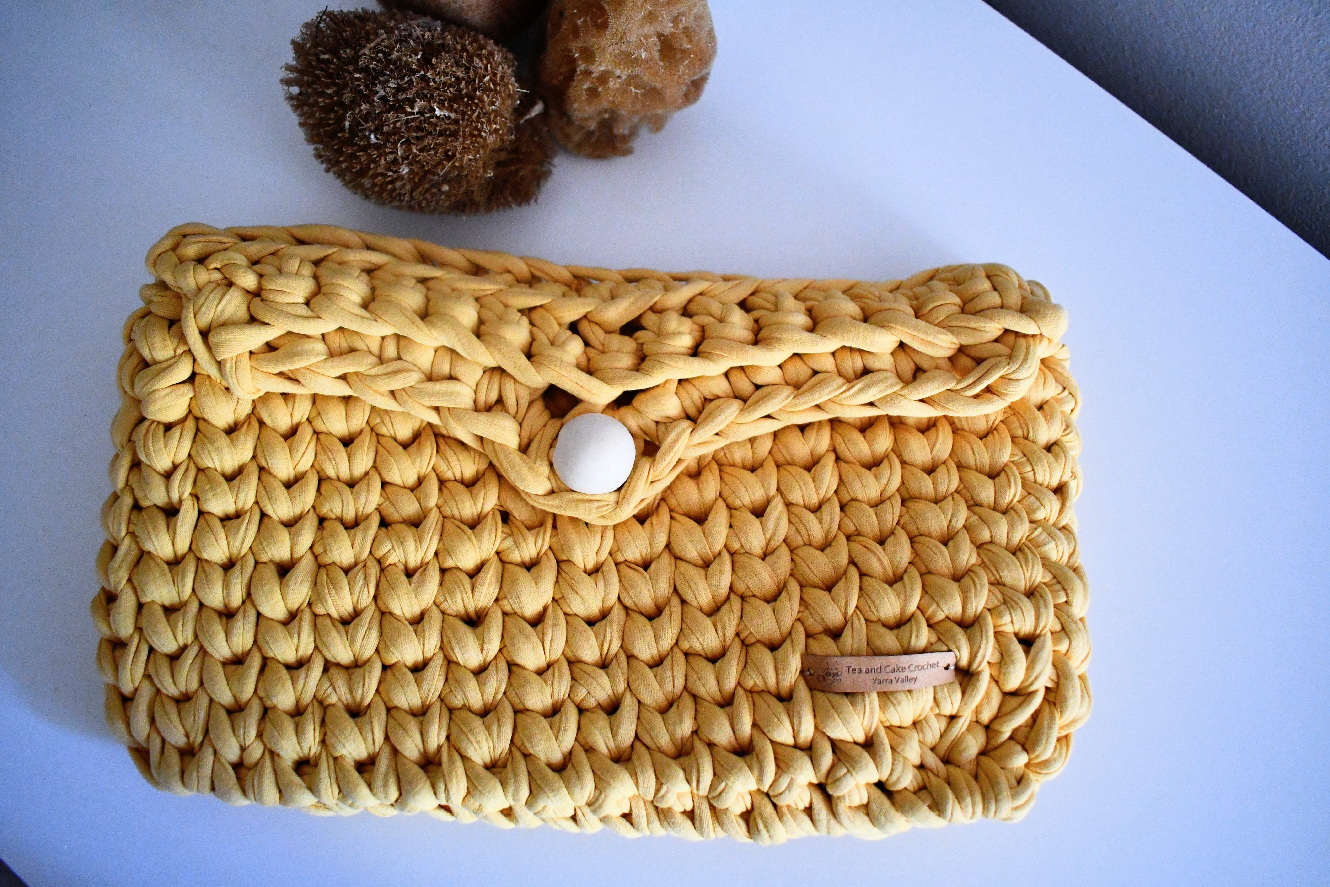 Handmade Crochet Clutch Bag Mustard