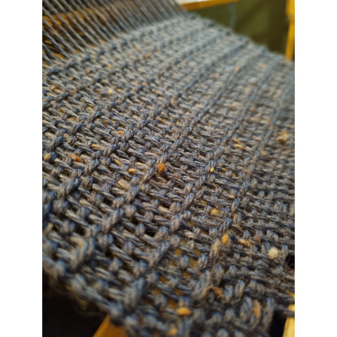 Blue handwoven wool scarf