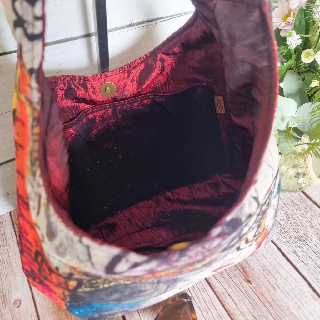 Sadie Jane Upcycled Graffiti Hobo Bag