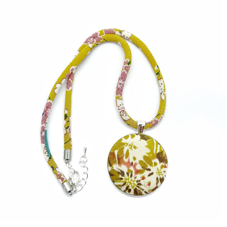 Kimono Pendant Necklace - Mustard and Pink