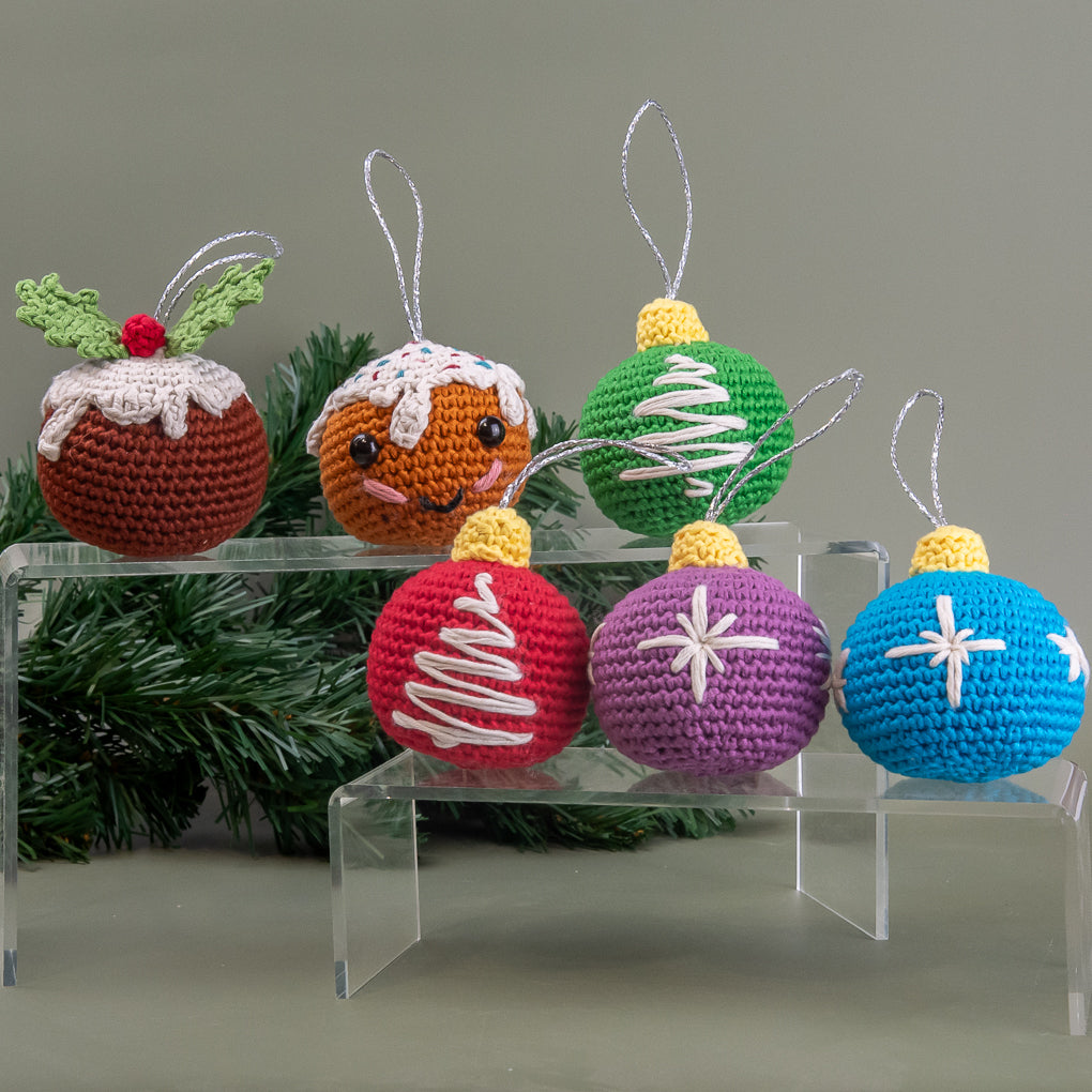 Christmas Tree Decorations - Baubles, Pudding, Gingerbread Man - Set of Three