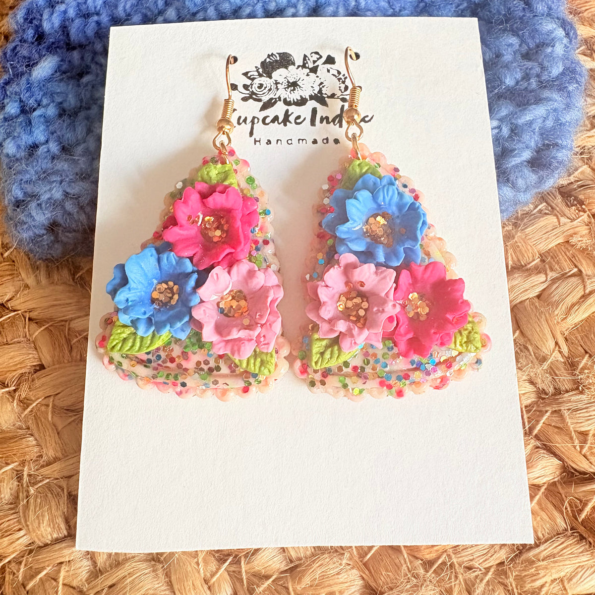 Floral Colourful Christmas Tree Earrings