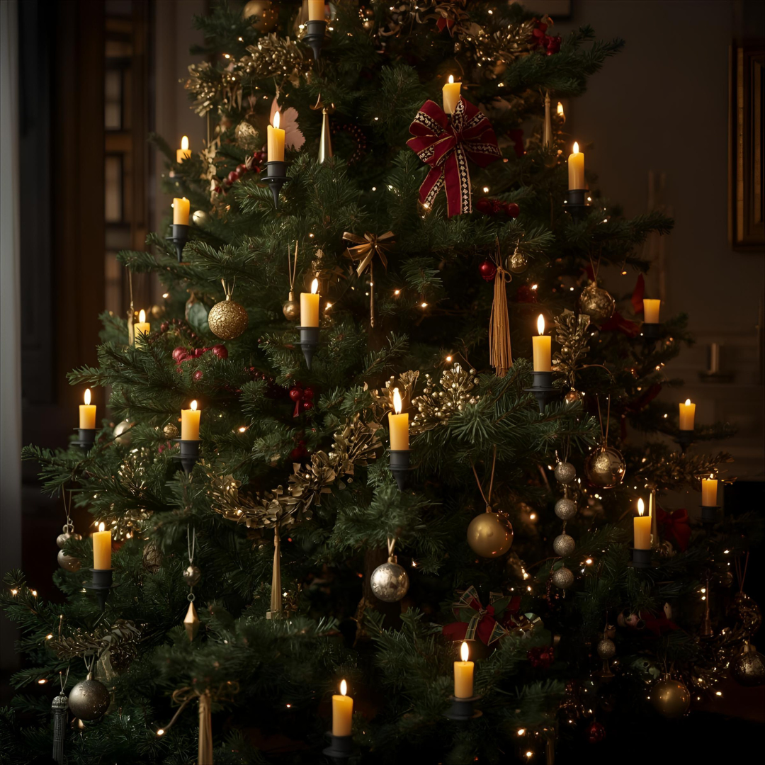 German Christmas Tree Candles - Set of 7 Mini Beeswax Taper Candles