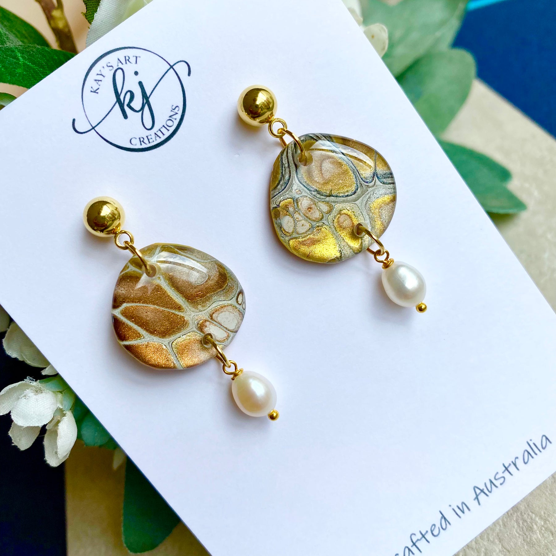 Artisan Freshwater Pearls and Original Art Earrings