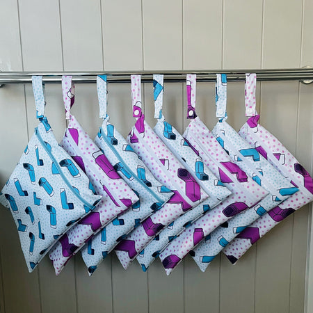 READY MADE Water-resistant wet bags - Catch My Breath - BLUE (Drawn by Cloth Cuts)   | Ready to ship | FREE Postage