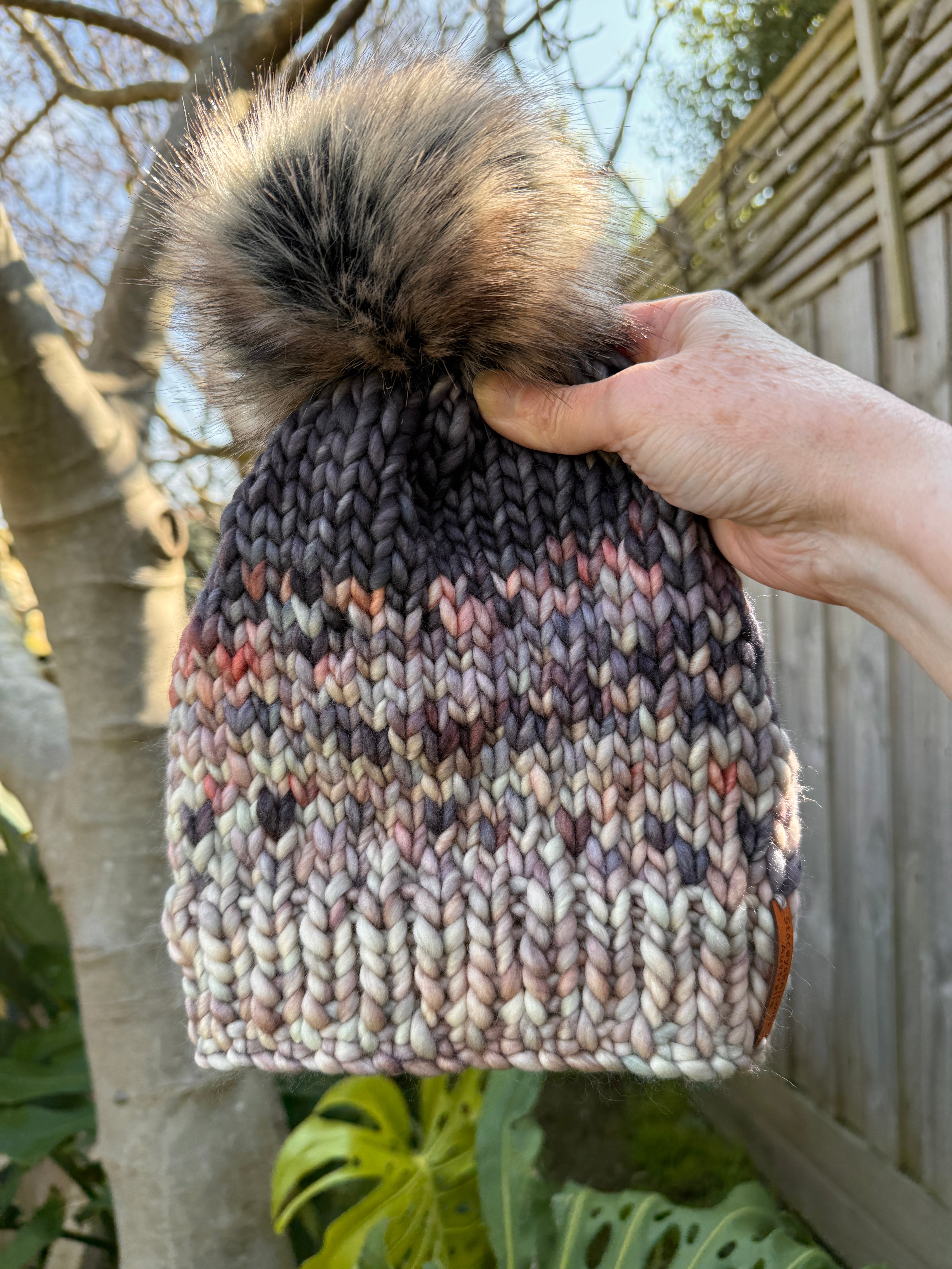 Hand Knitted Merino Beanie, Luxurious PomPom Cable Beanie