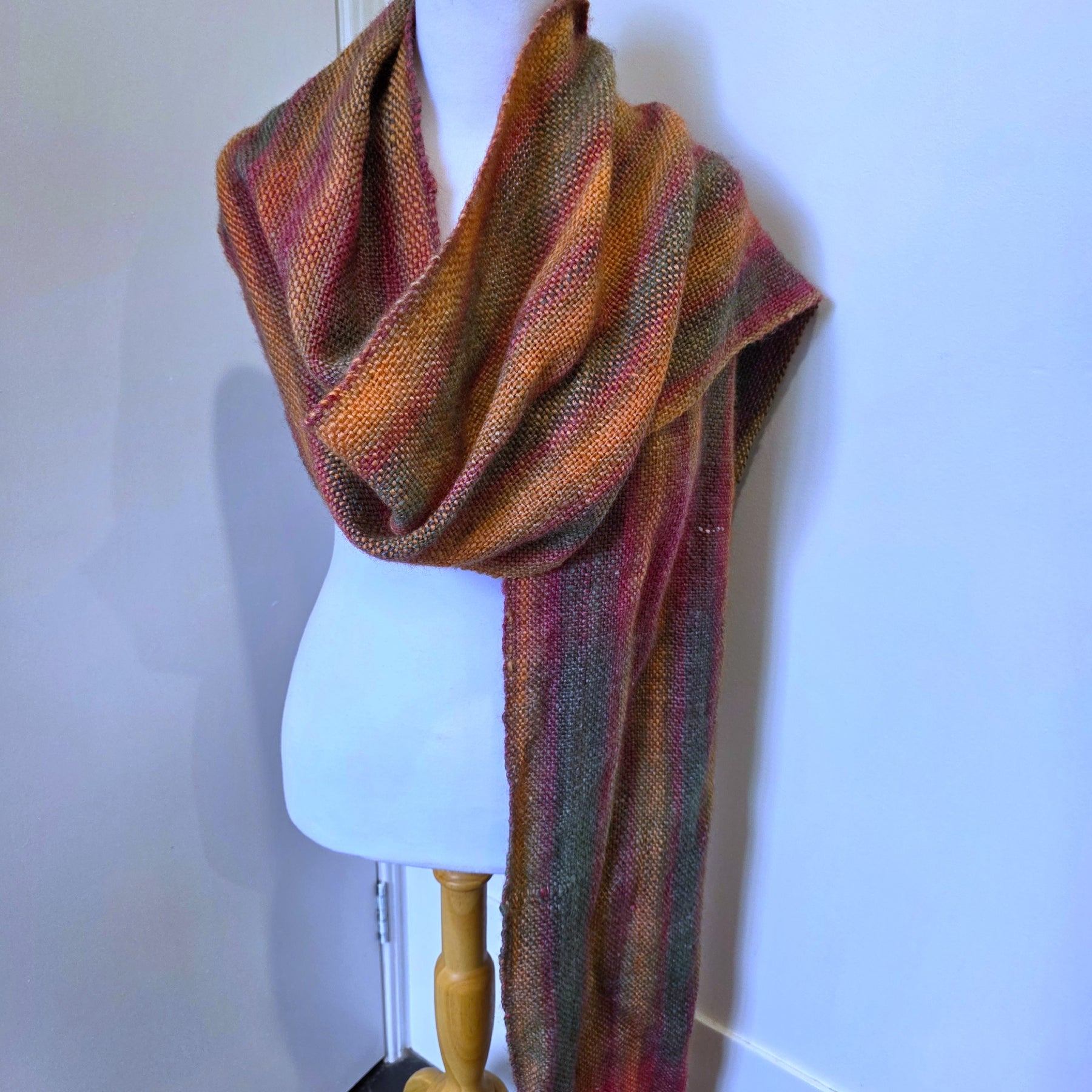 100% wool Handwoven Rainbow Scarf