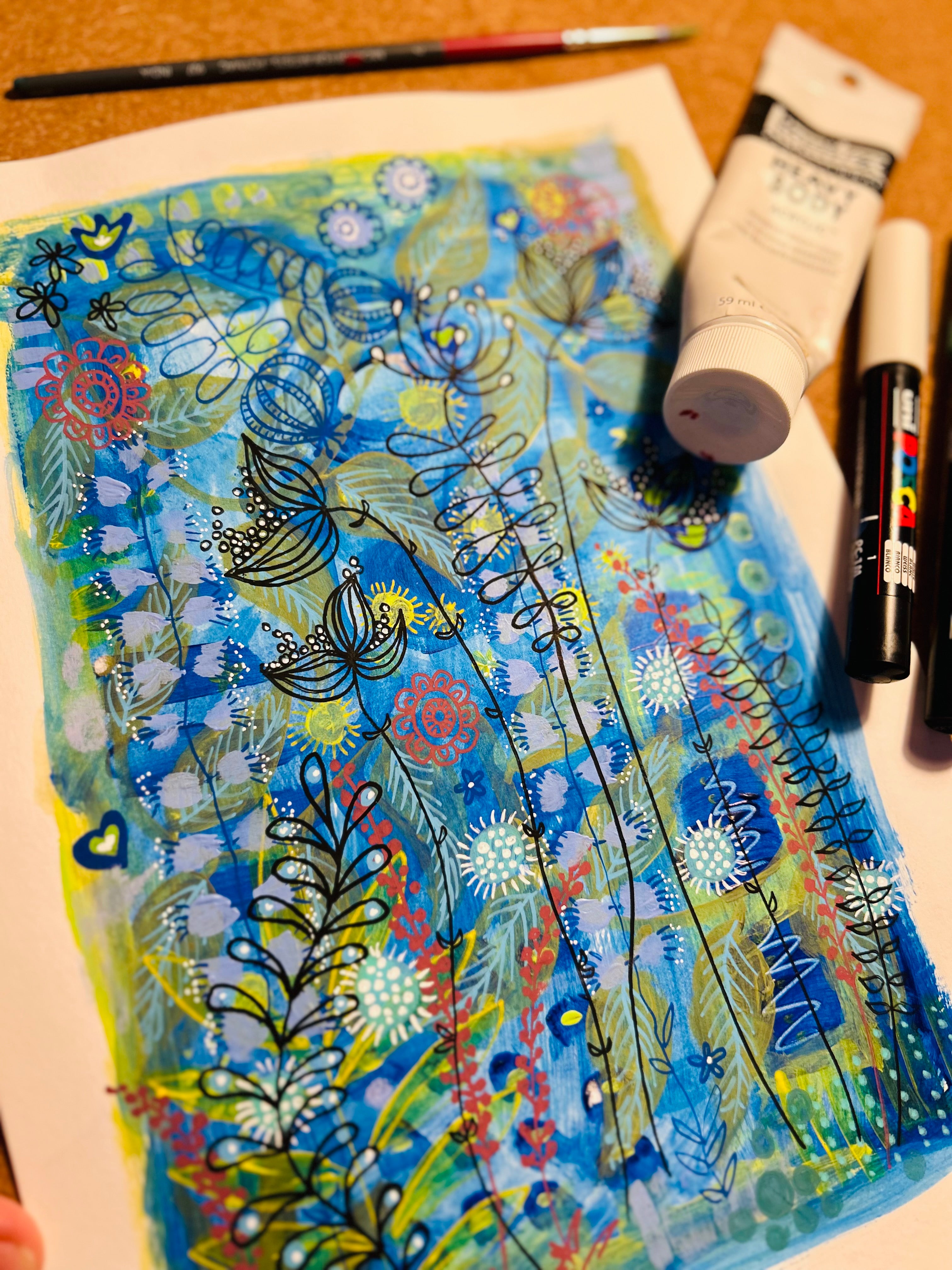 Original Hand Painted Artwork: The Sapphire Garden