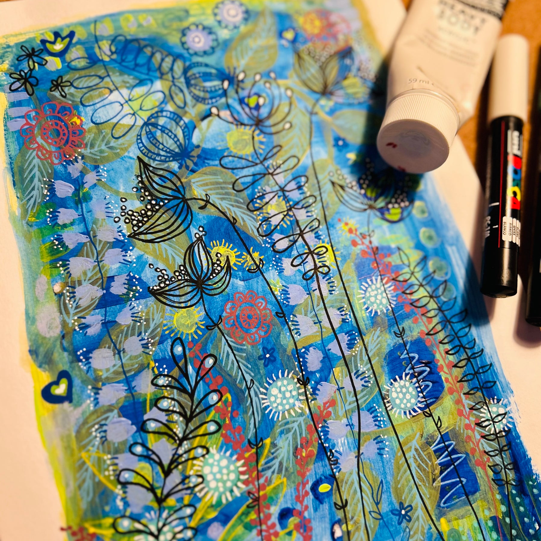 Original Hand Painted Artwork: The Sapphire Garden