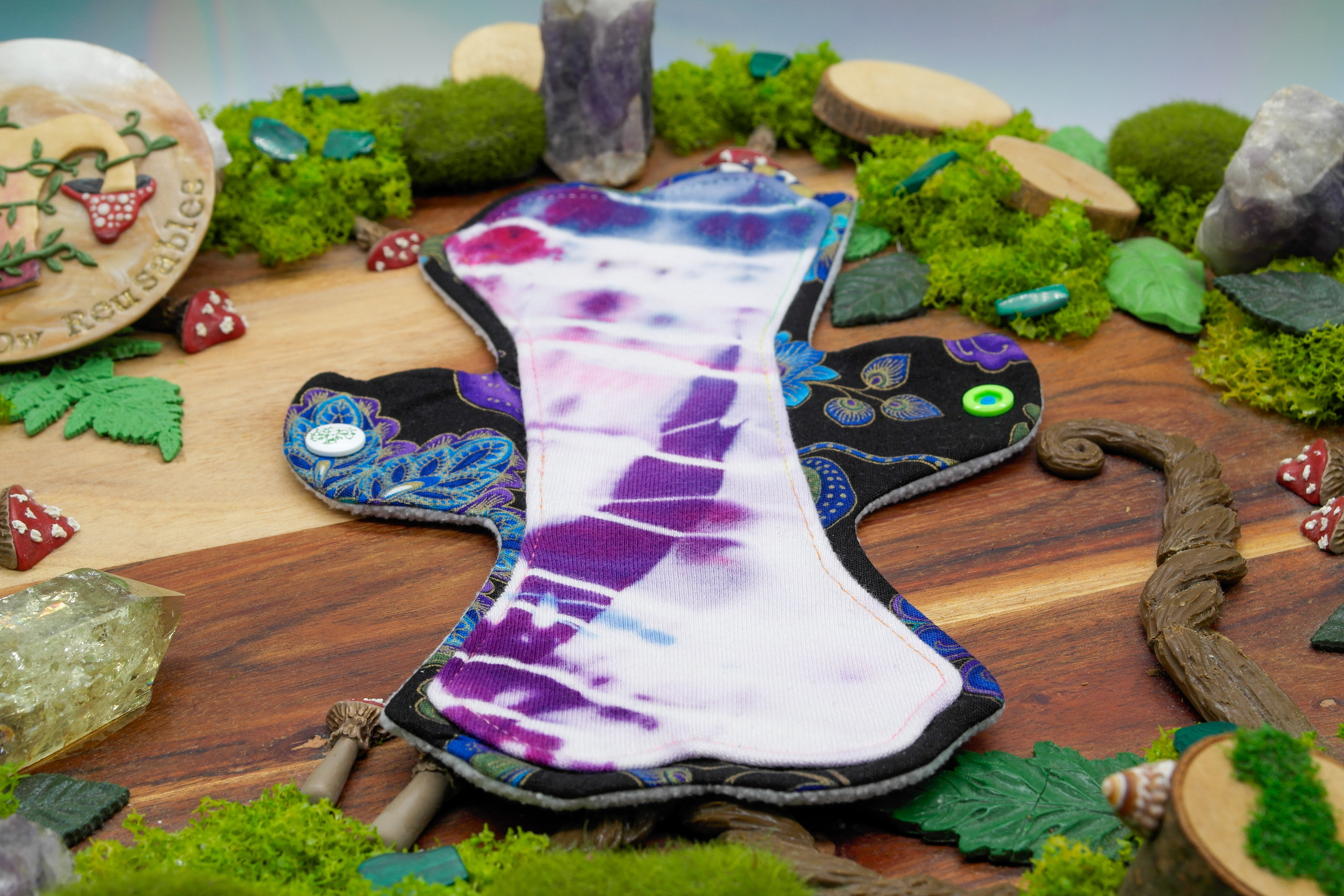 Handmade Reusable cloth pad 10" Moderate (LOA) - peacock