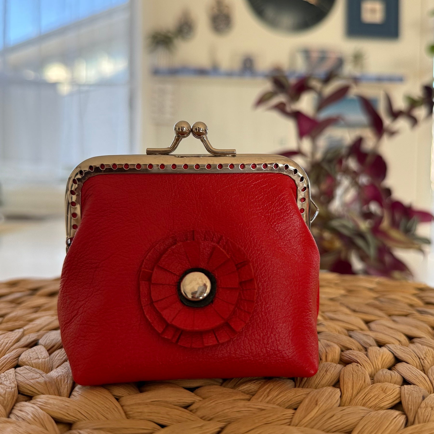 Coin purse with flower accent