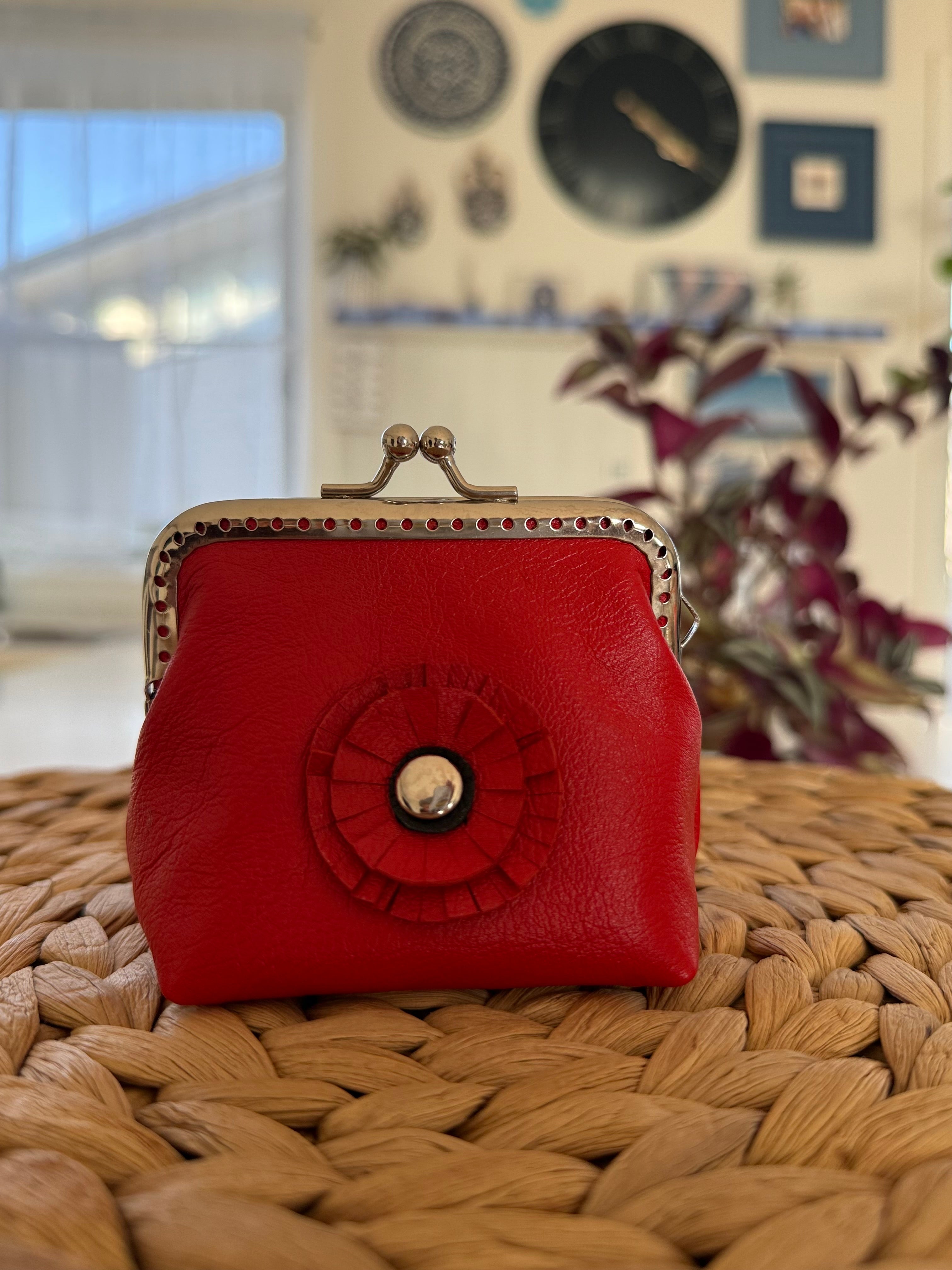 Coin purse with flower accent