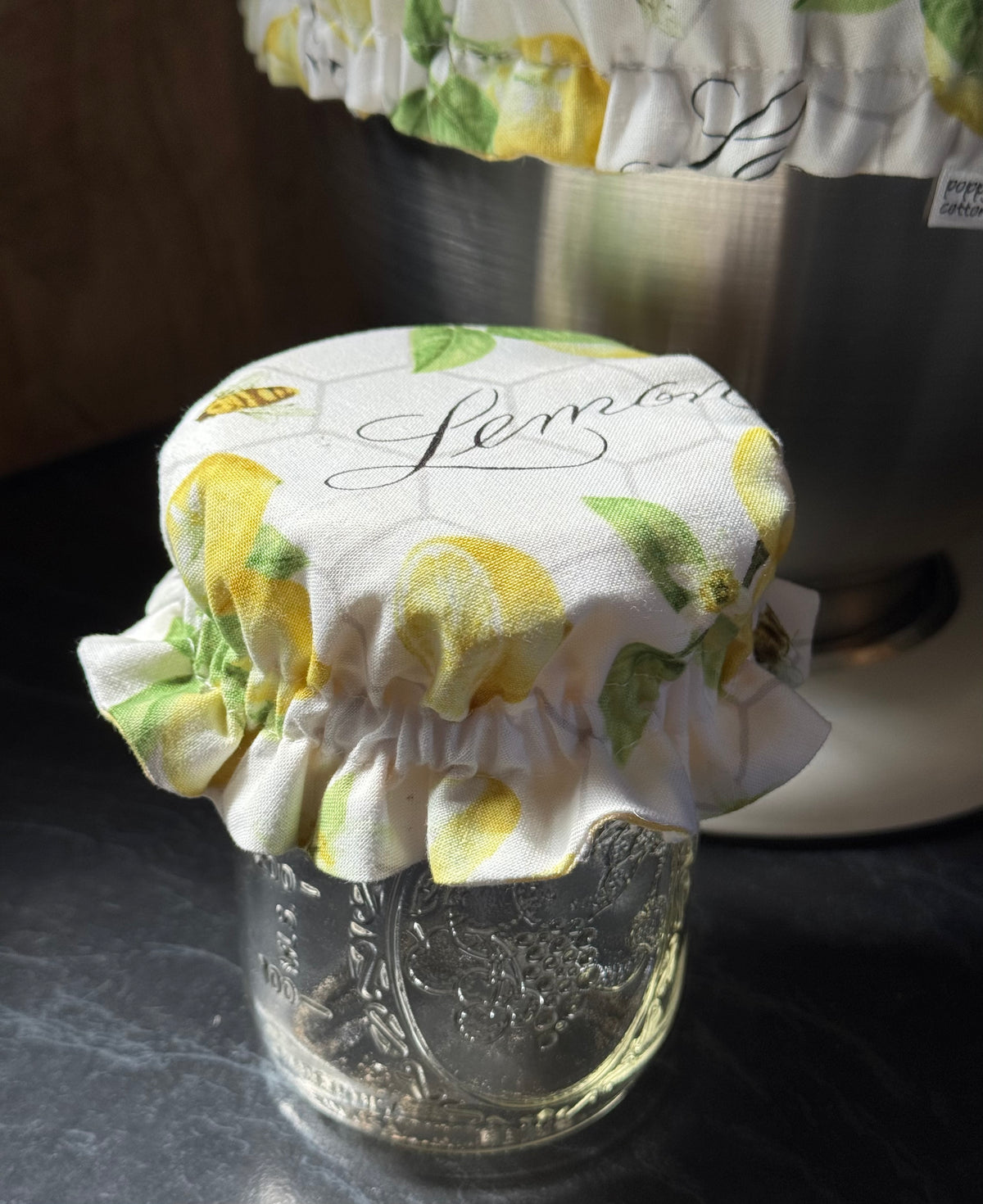 Fresh Picked Lemons Reversible Fabric Bowl Cover – Yellow Gingham – Handmade in Tasmania