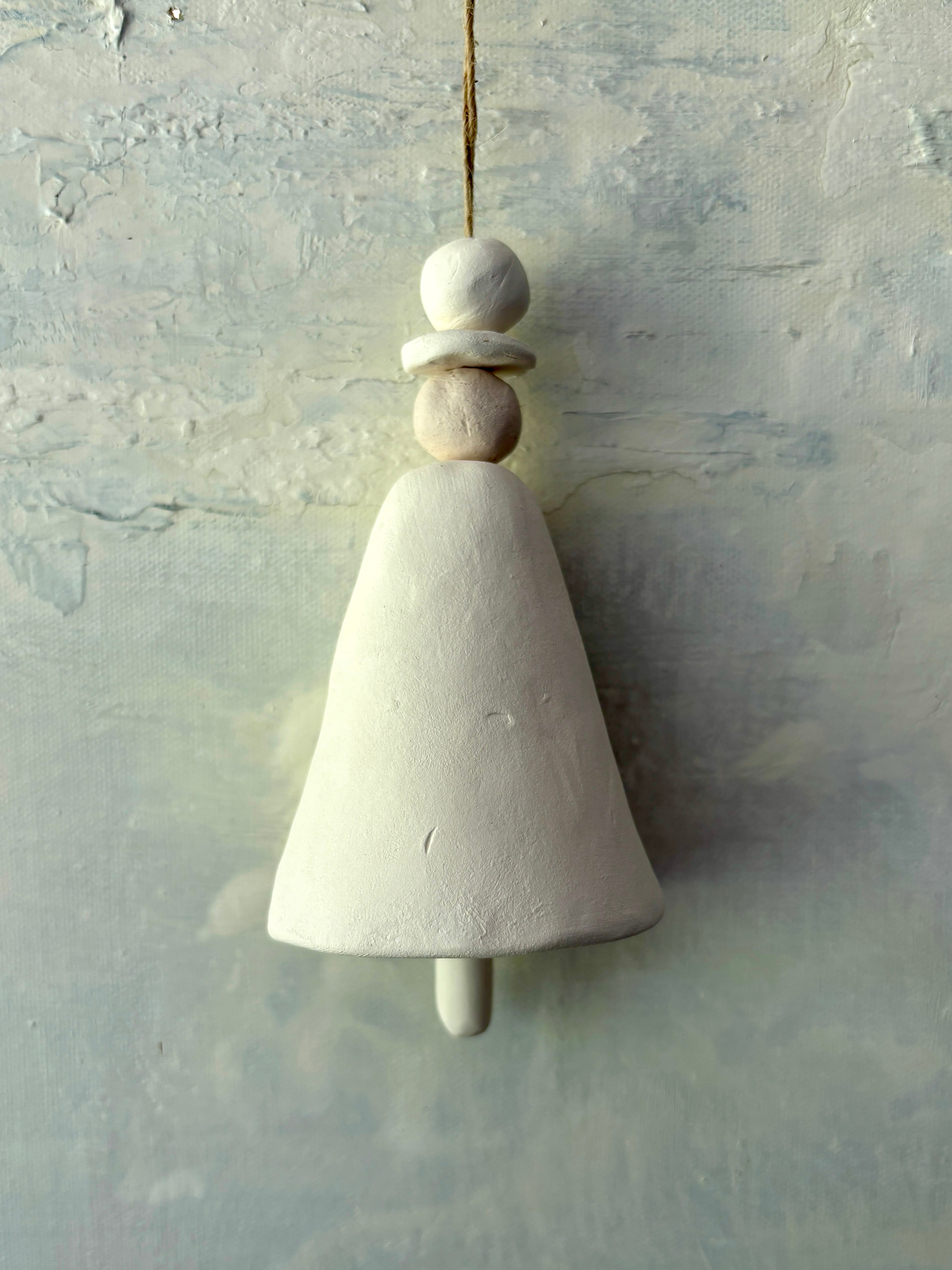 Ceramic Christmas Bell - White Clay