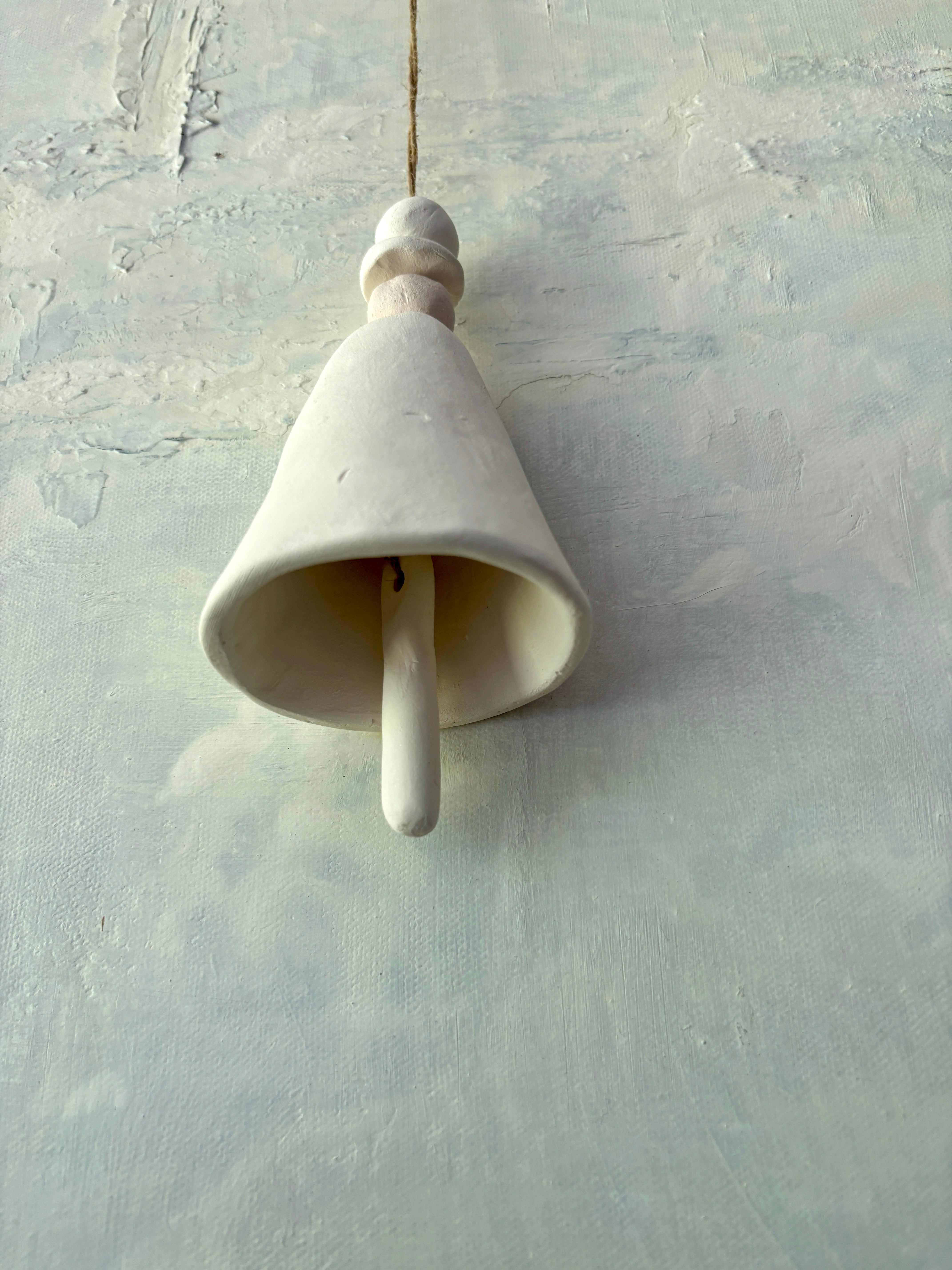 Ceramic Christmas Bell - White Clay