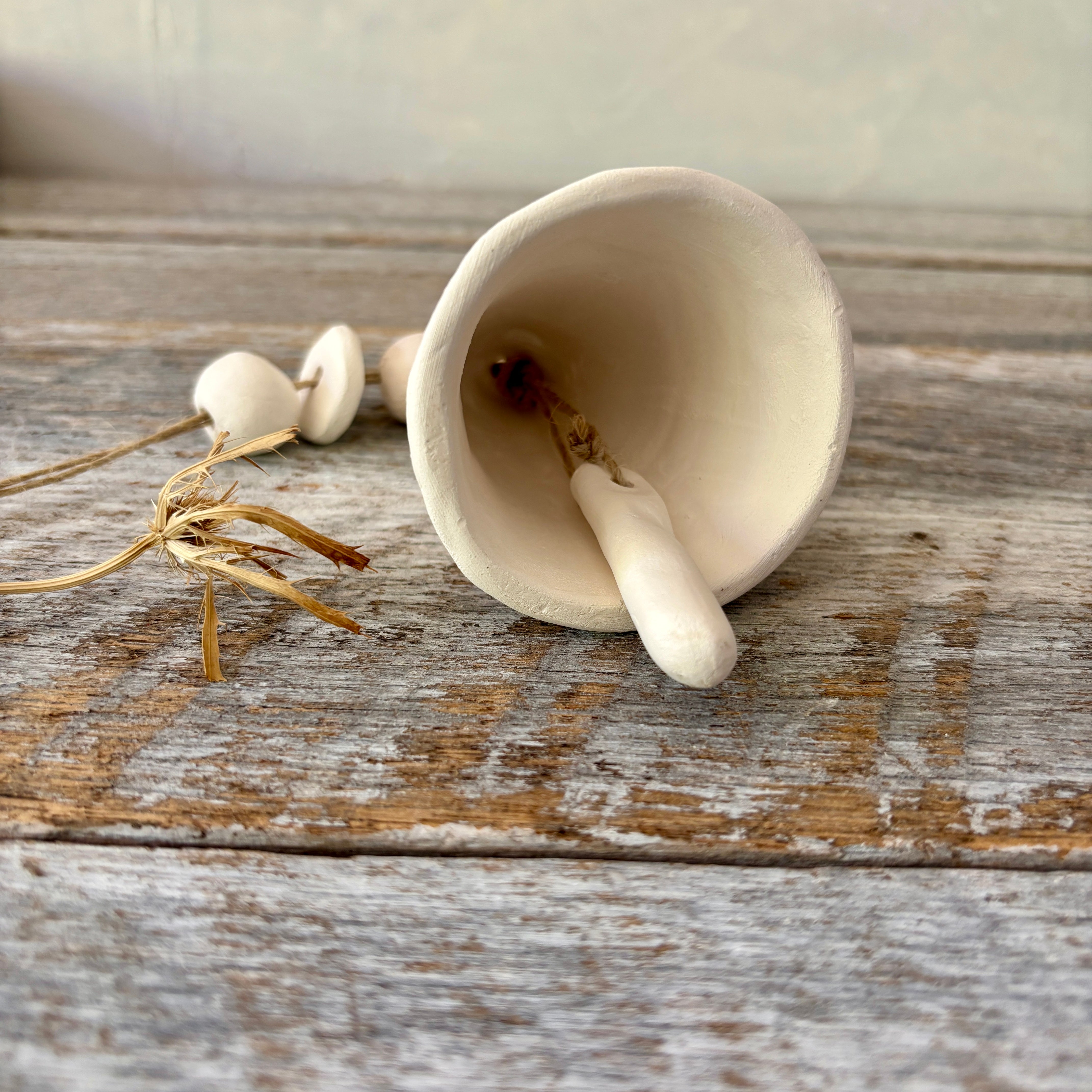Ceramic Christmas Bell - White Clay