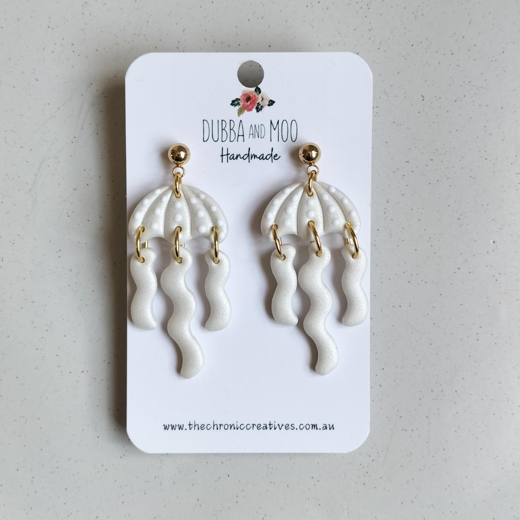 Jelly Fish Polymer Clay Dangle Earrings - Assorted Colours