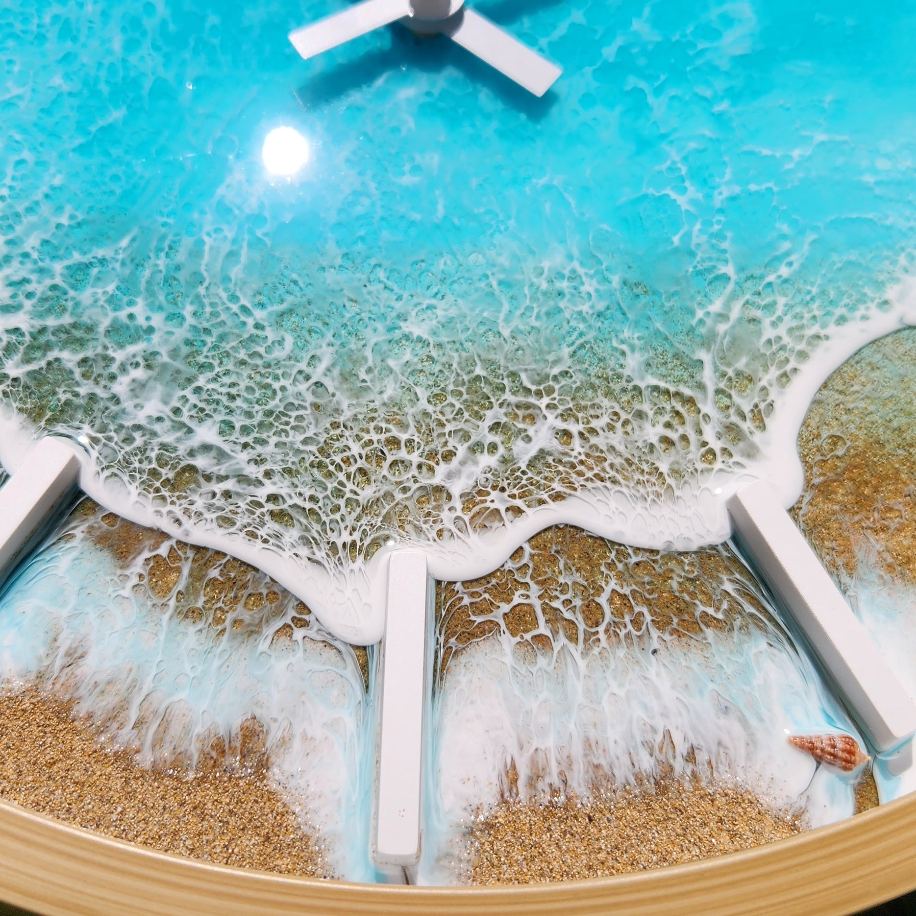 30 cm Turquoise-Green Beach Resin Art Wall Clock