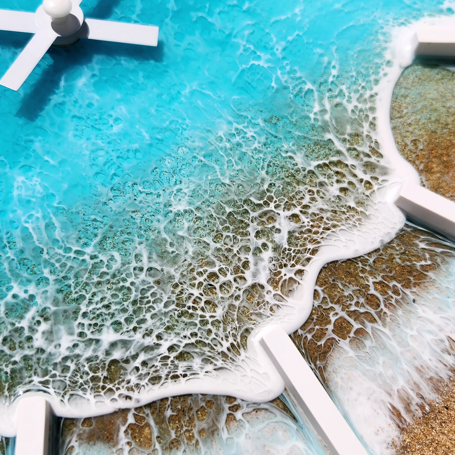 30 cm Turquoise-Green Beach Resin Art Wall Clock
