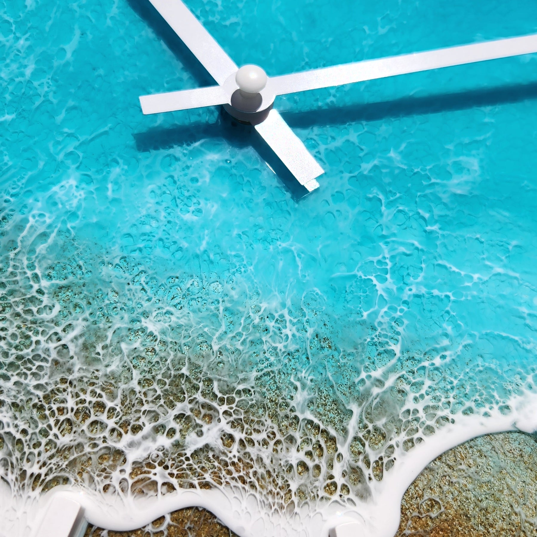 30 cm Turquoise-Green Beach Resin Art Wall Clock