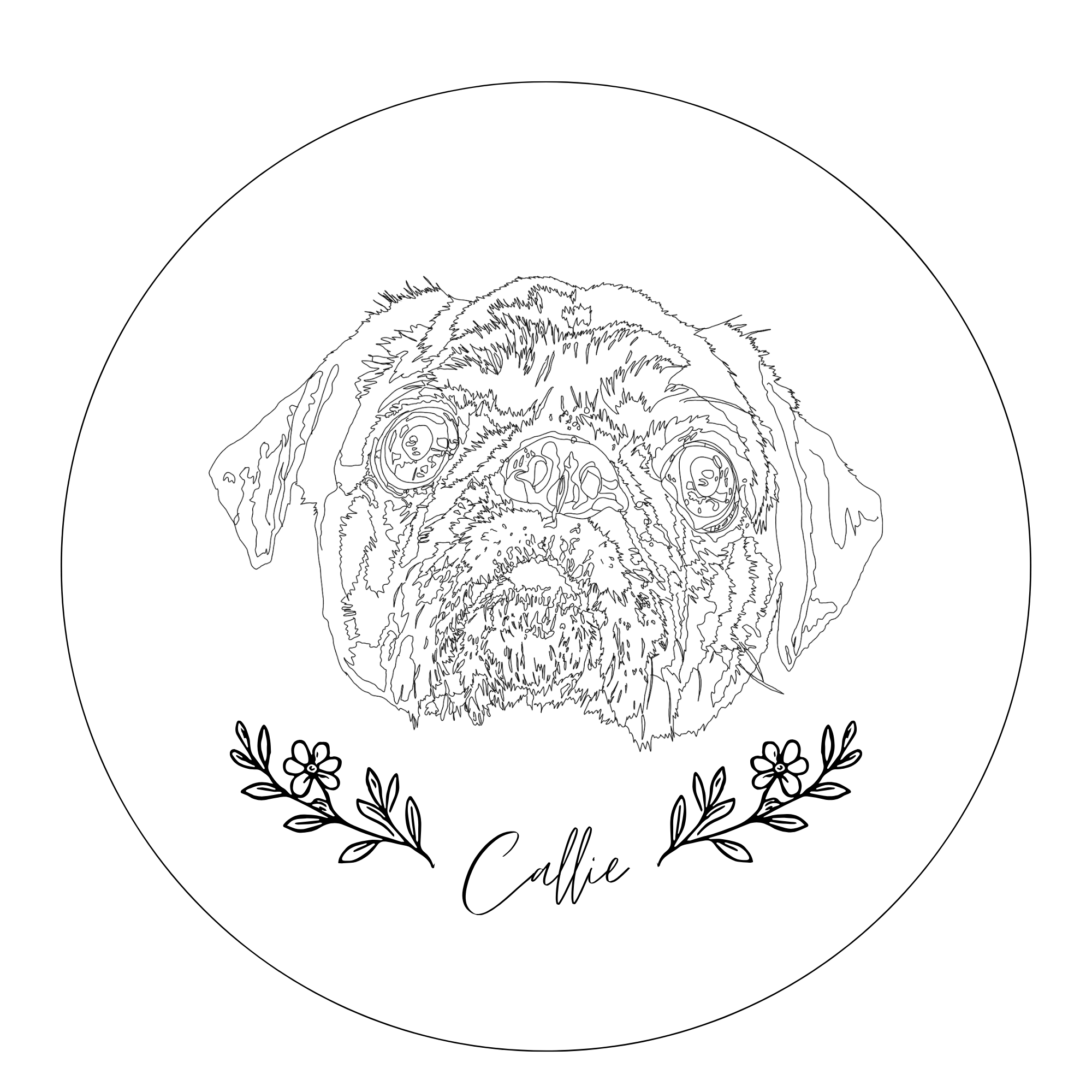 Custom design pet portrait for you to embroider at home