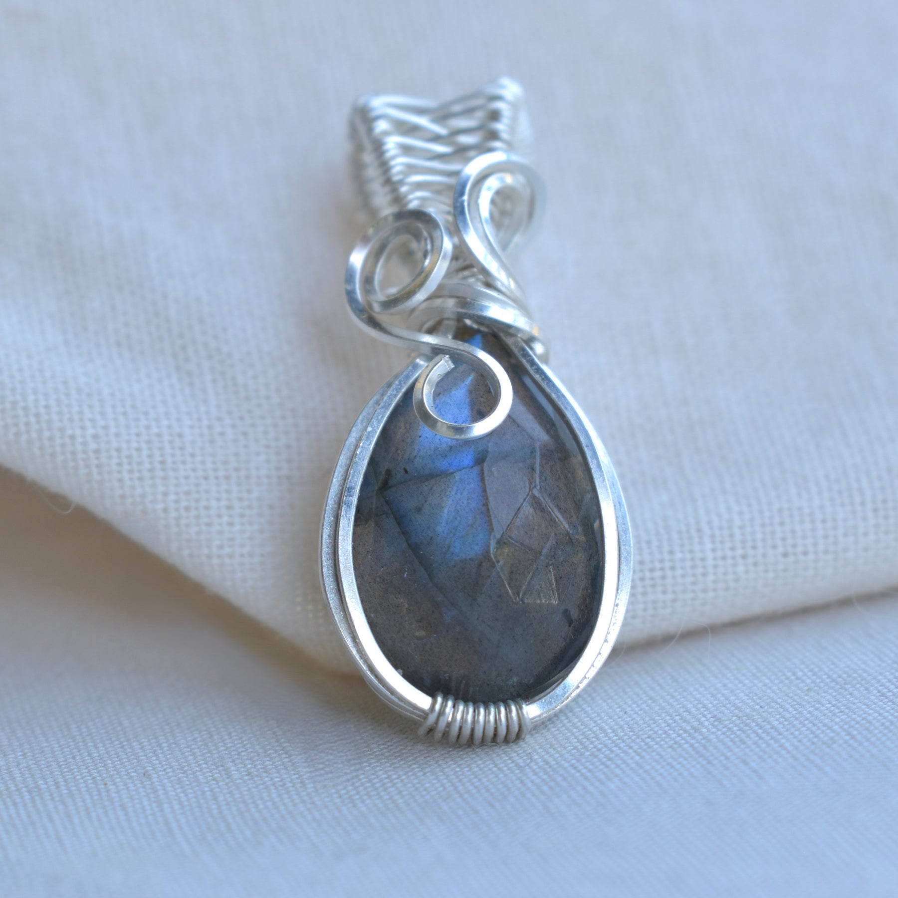 Handmade Wire-wrapped Labradorite Necklace - Mother's Day Mini Pendant