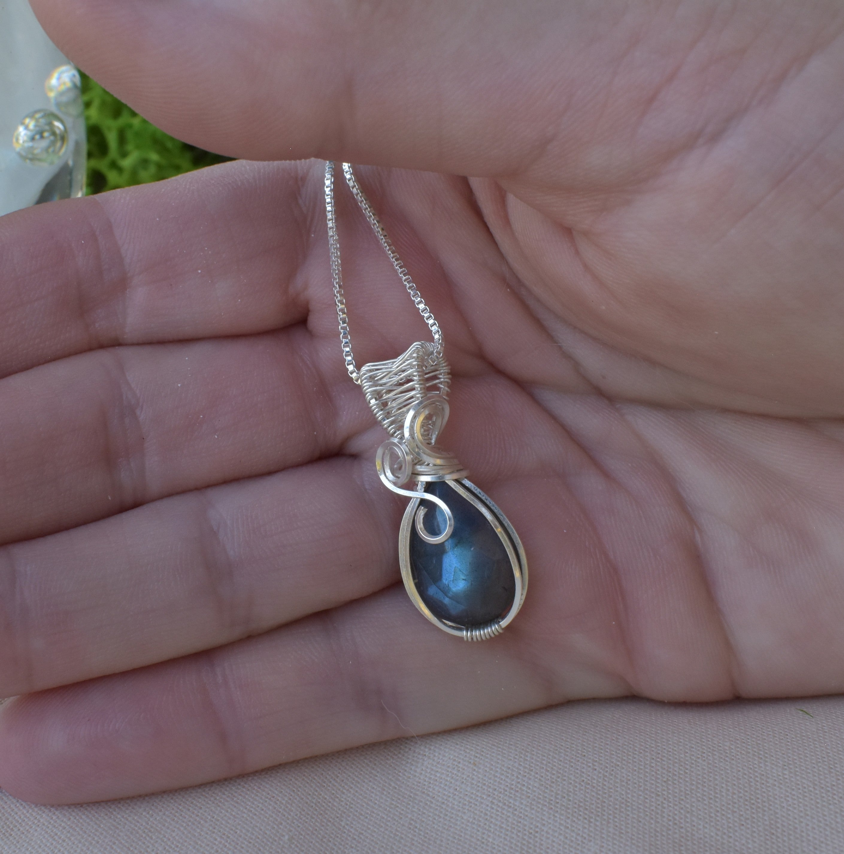 Handmade Wire-wrapped Labradorite Necklace - Mother's Day Mini Pendant