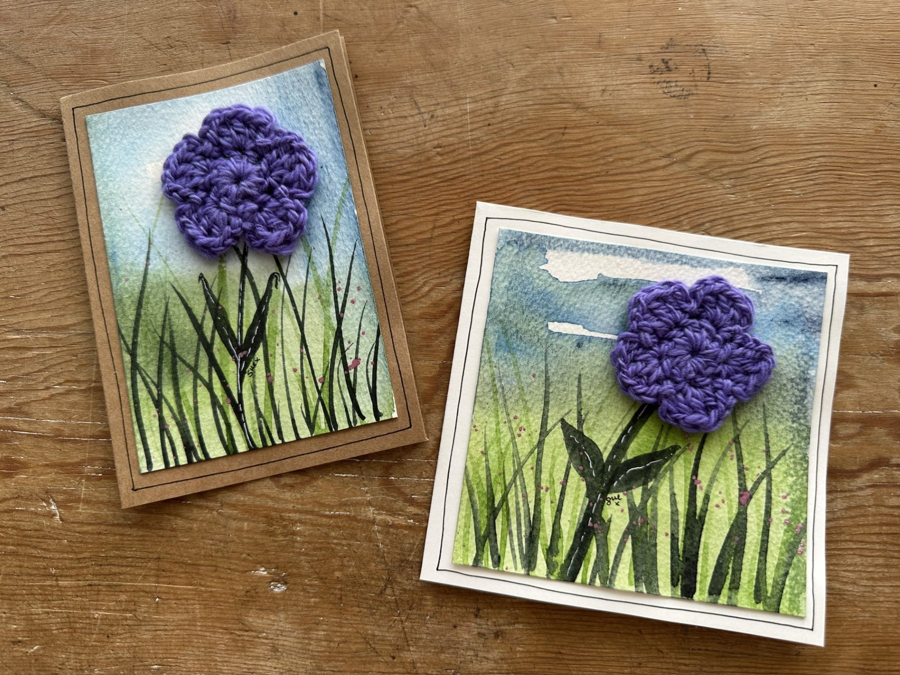 Handpainted Flower Greeting Cards