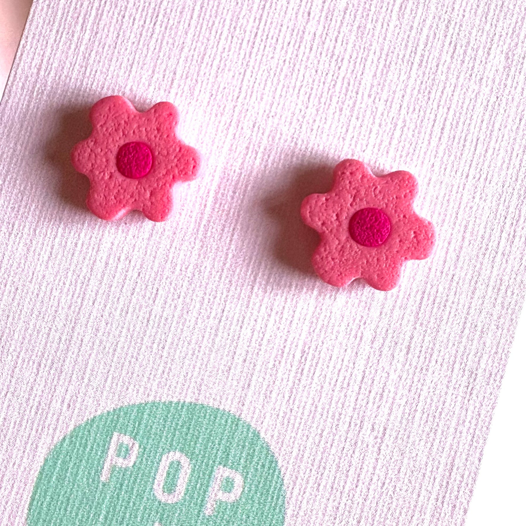 Earrings Flower Studs pink 2 tone 11mm