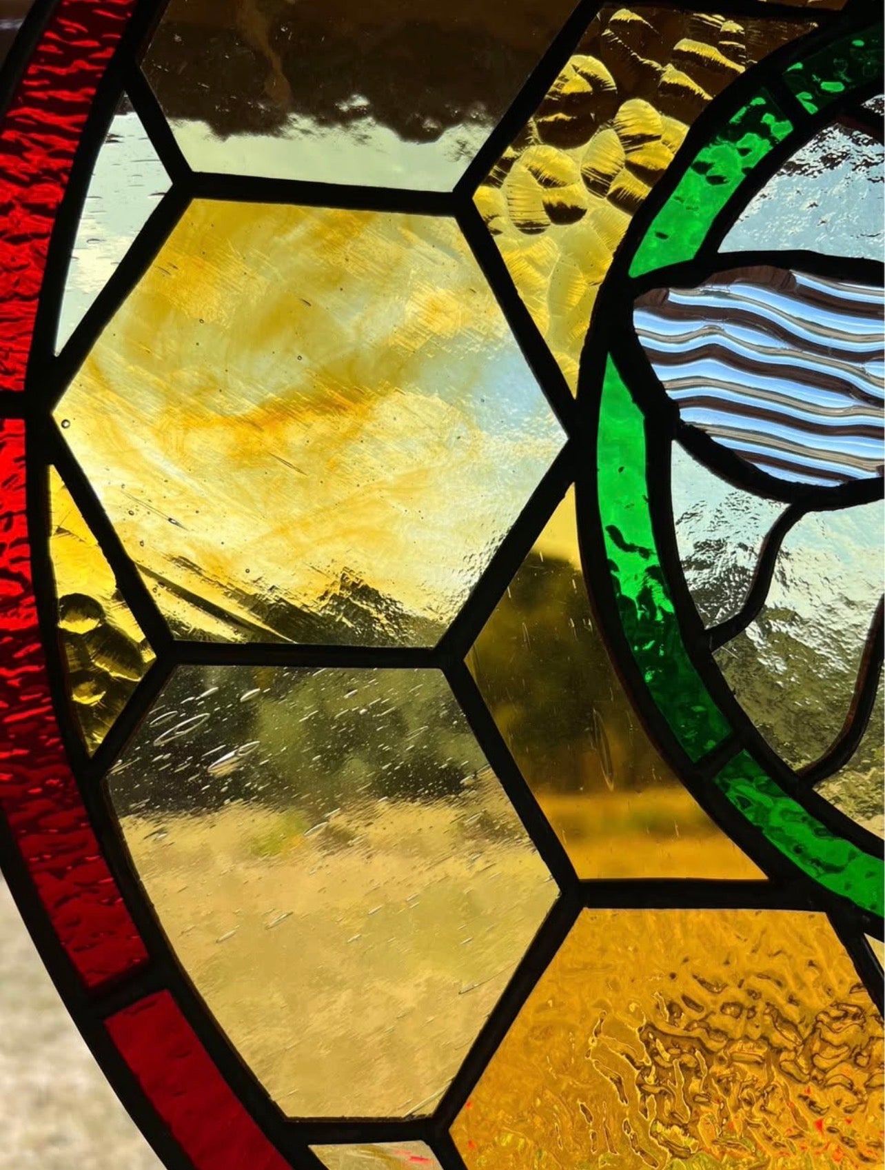 Honey bee stained glass panel