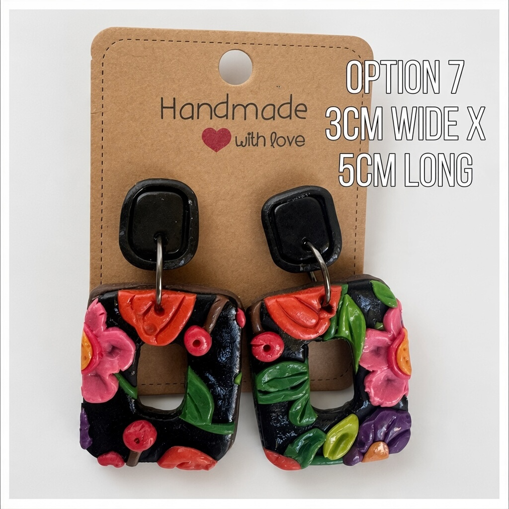 Handcrafted Wildflower Contrast Statement Polymer Clay Earring Collection