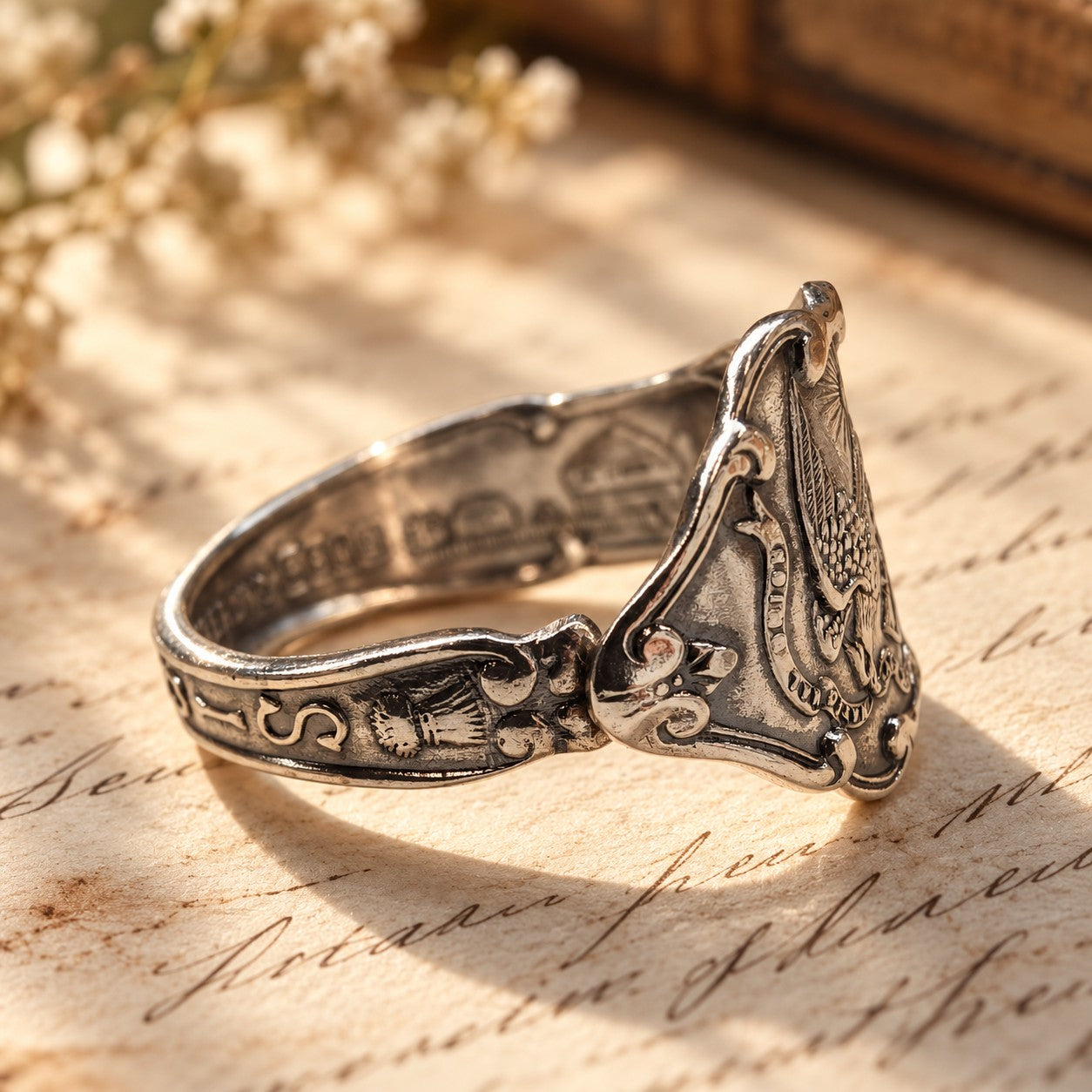 Vintage Sterling Silver Illinois Spoon Ring