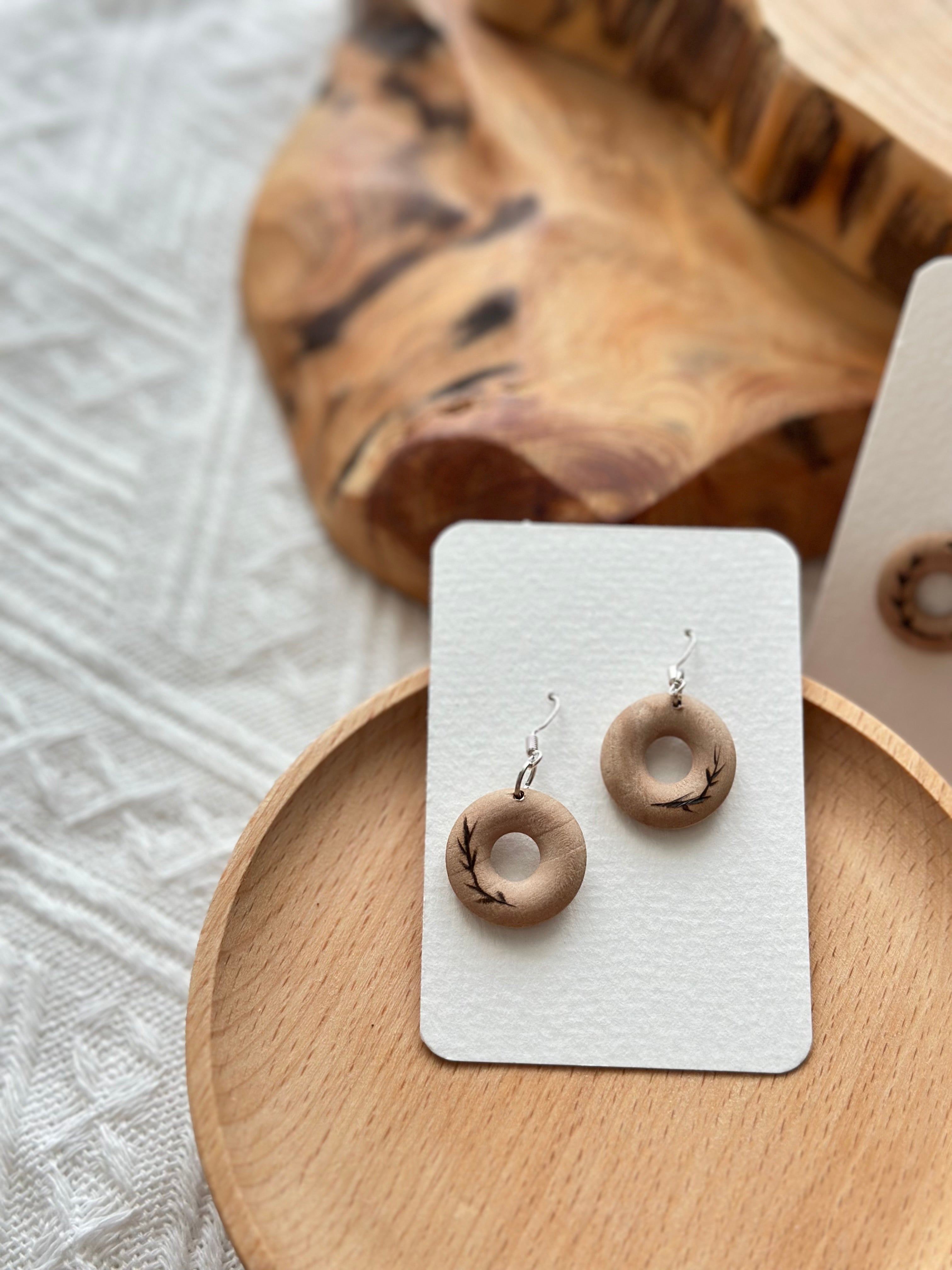 Small Wood Hoop Earrings