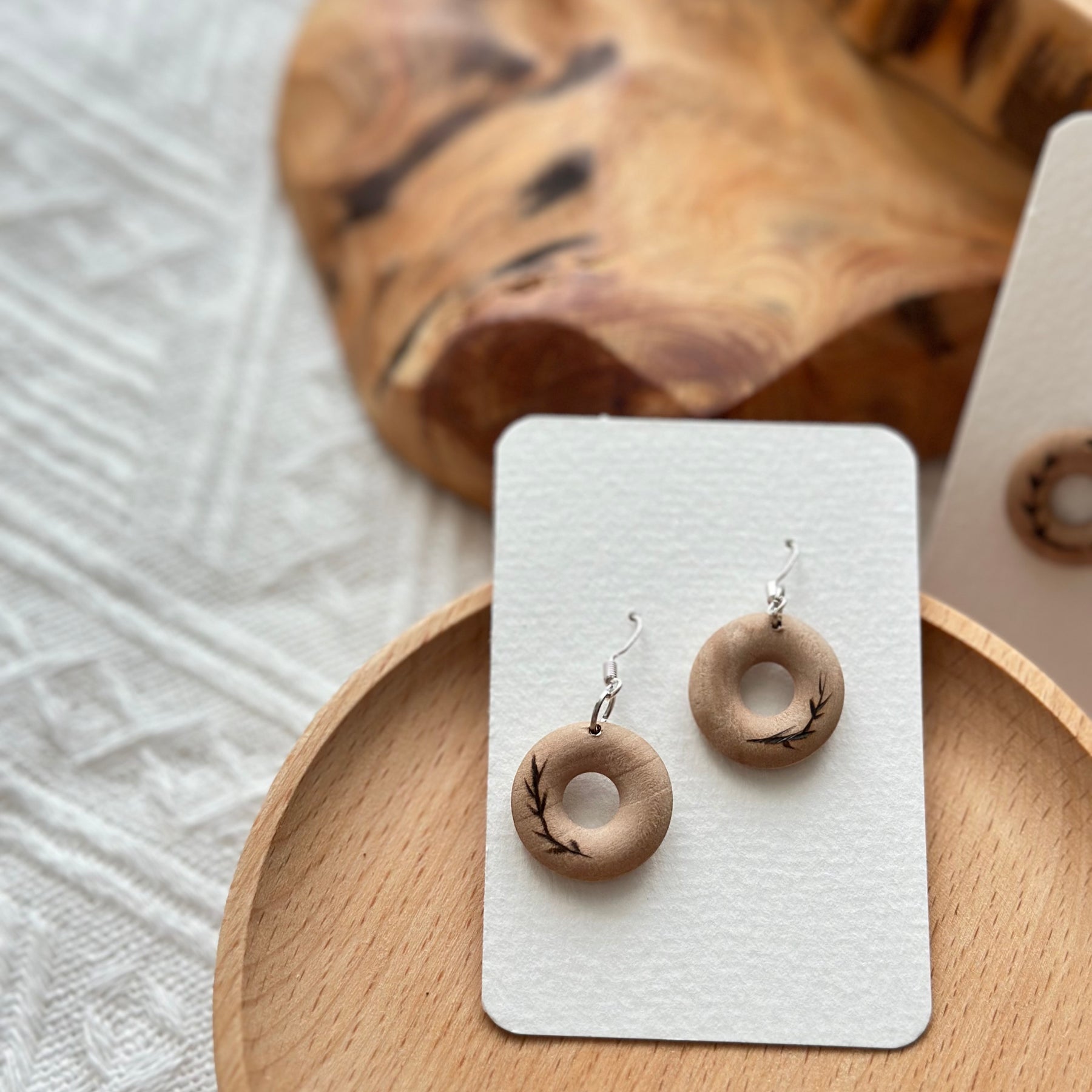 Small Wood Hoop Earrings