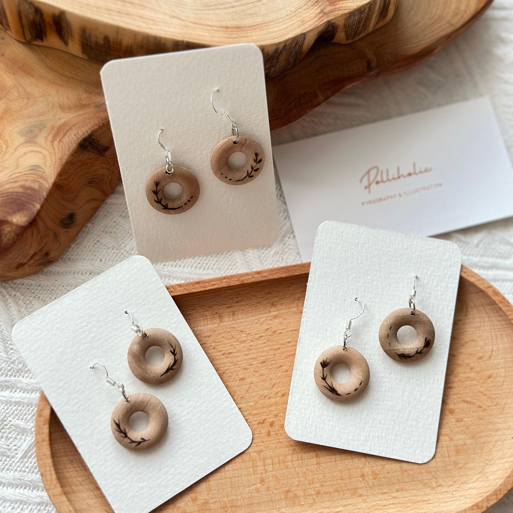Small Wood Hoop Earrings