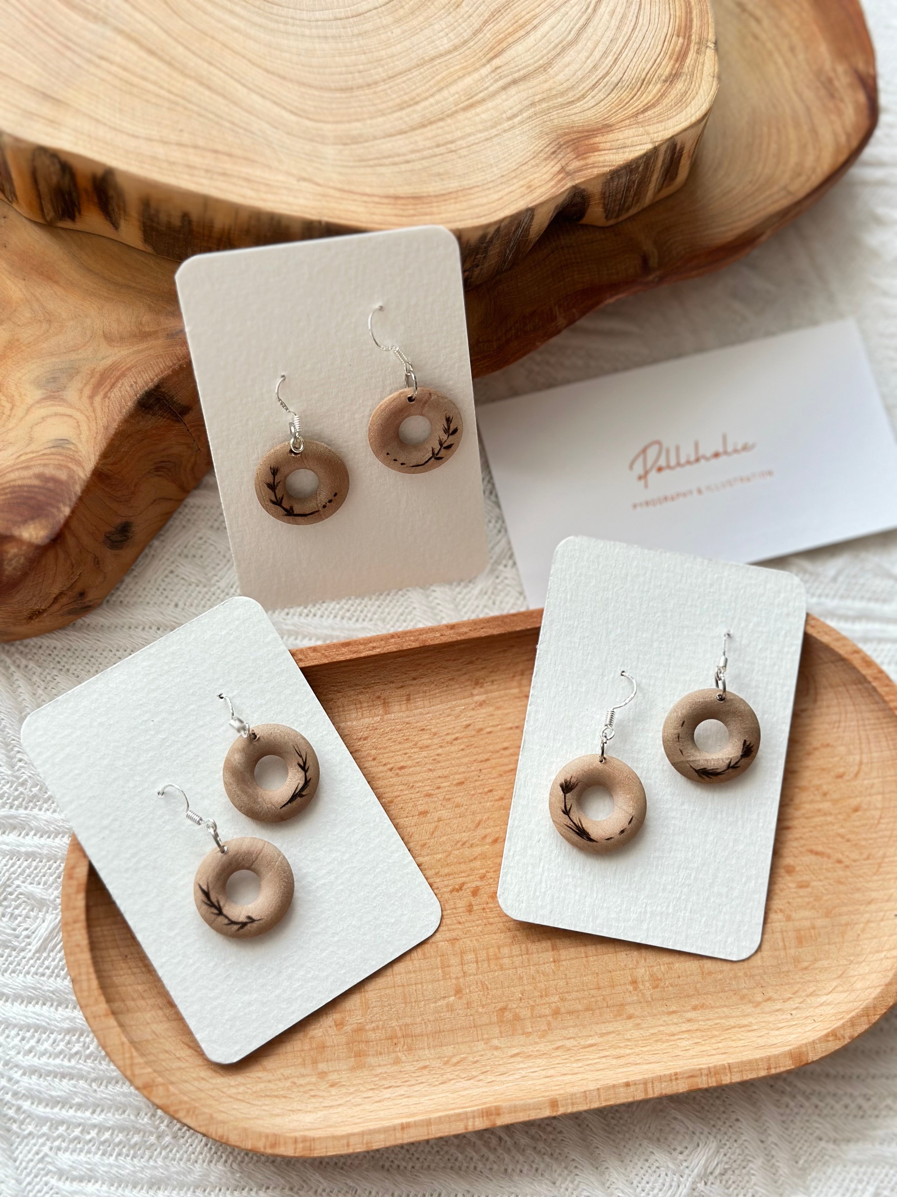 Small Wood Hoop Earrings