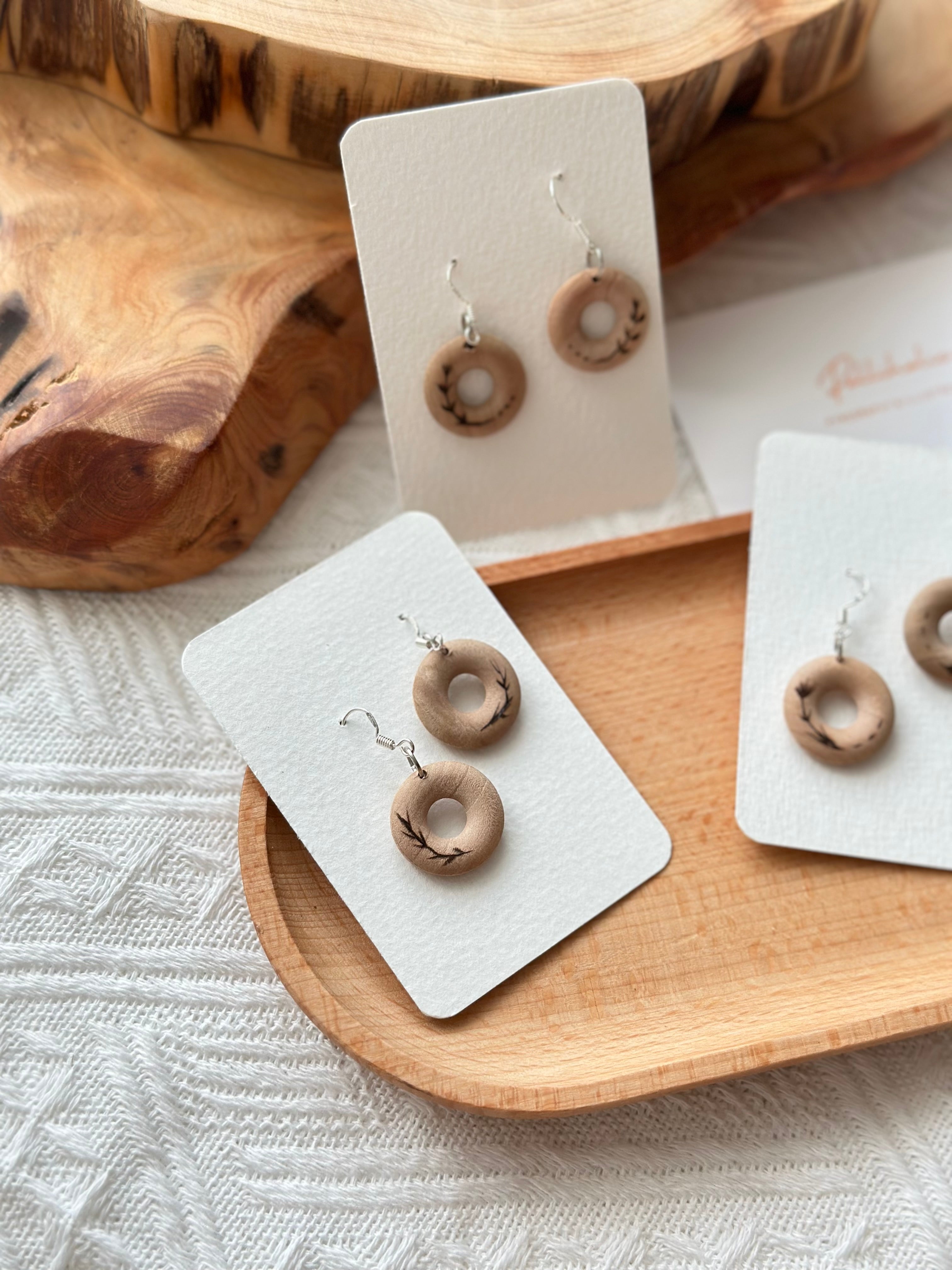 Small Wood Hoop Earrings