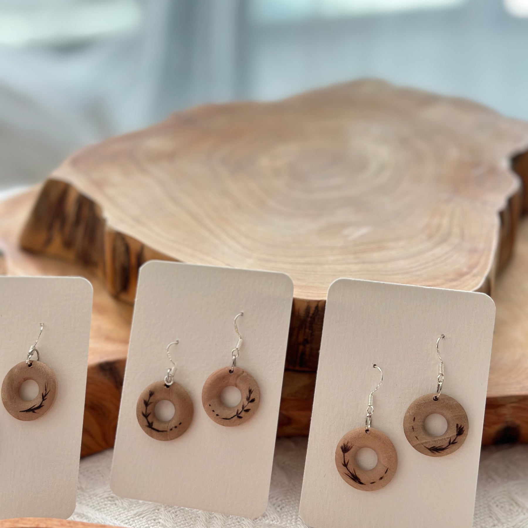 Small Wood Hoop Earrings